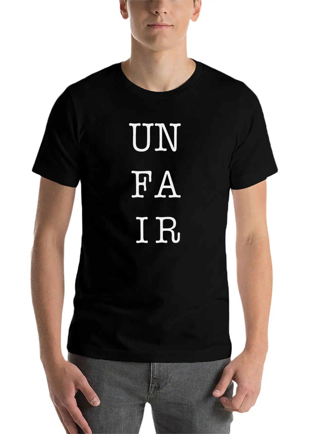 UNFAIR Character Square Unisex Short Sleeve Soft Cotton T-Shirt – Casual Everyday Wear
