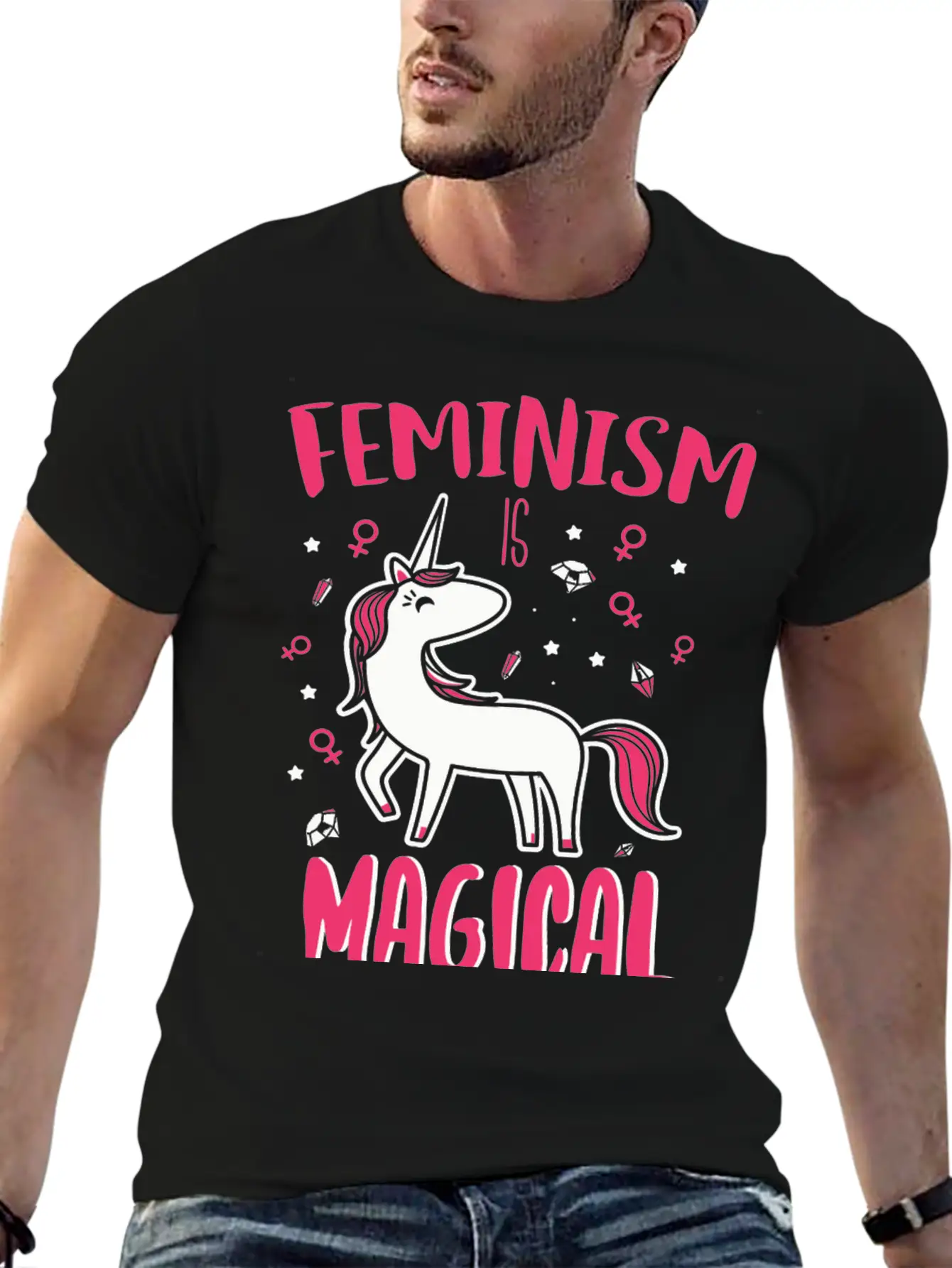 Unicorn - Feminism Is Magical Unisex Casual T-Shirt – Clean Design For Daily Comfort