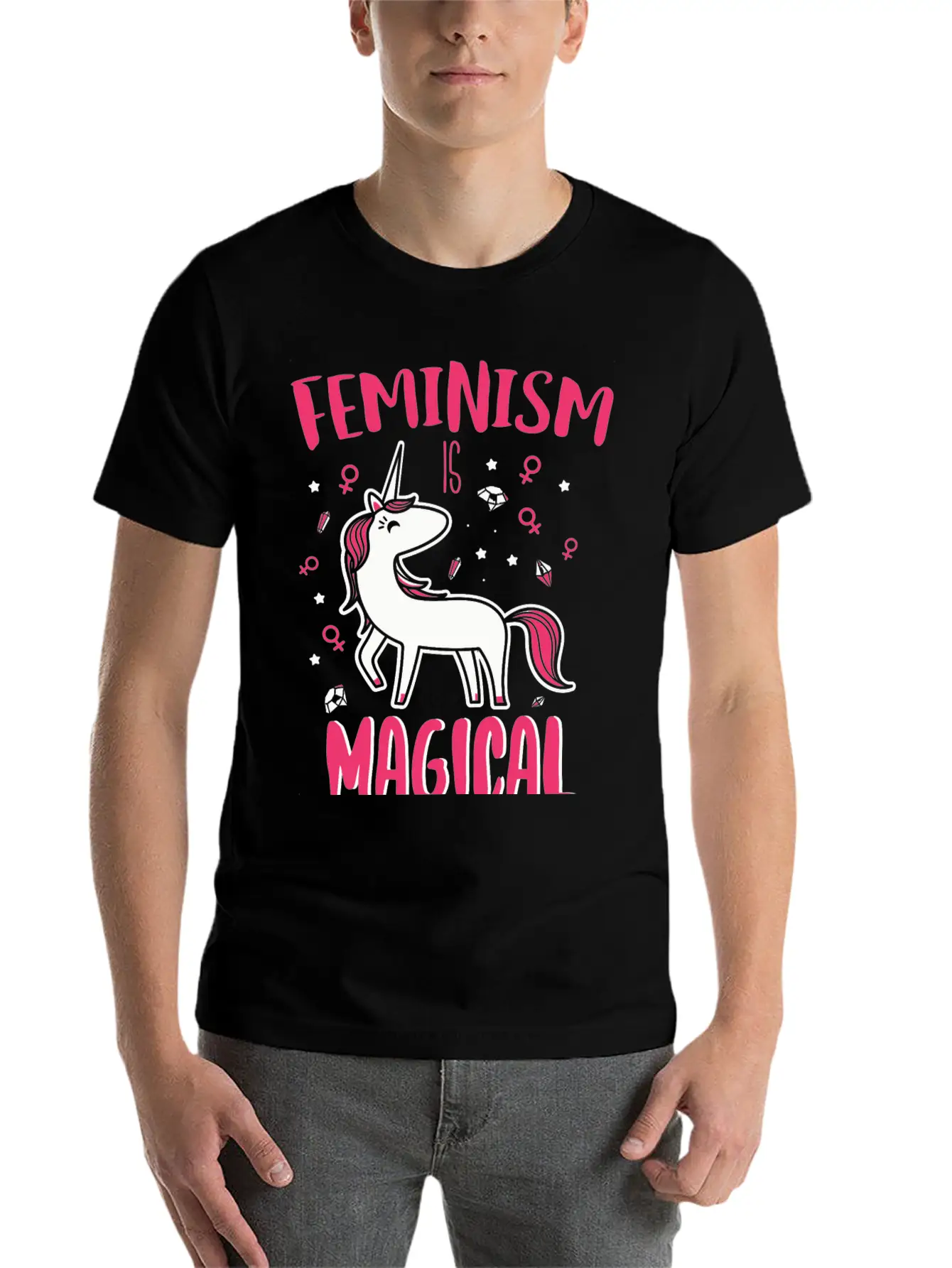 Unicorn - Feminism Is Magical Unisex Casual T-Shirt – Clean Design For Daily Comfort