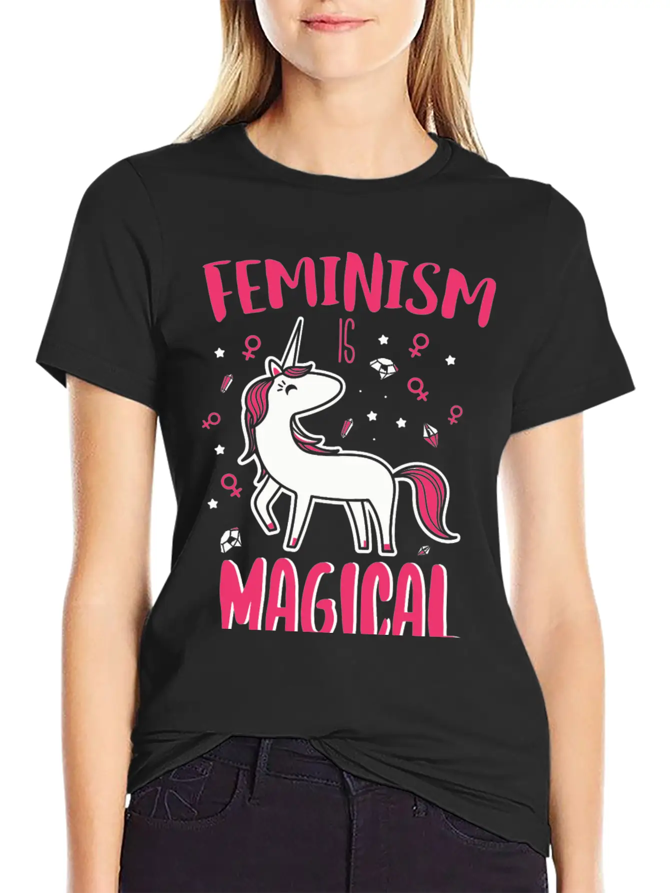 Unicorn - Feminism Is Magical Unisex Casual T-Shirt – Clean Design For Daily Comfort