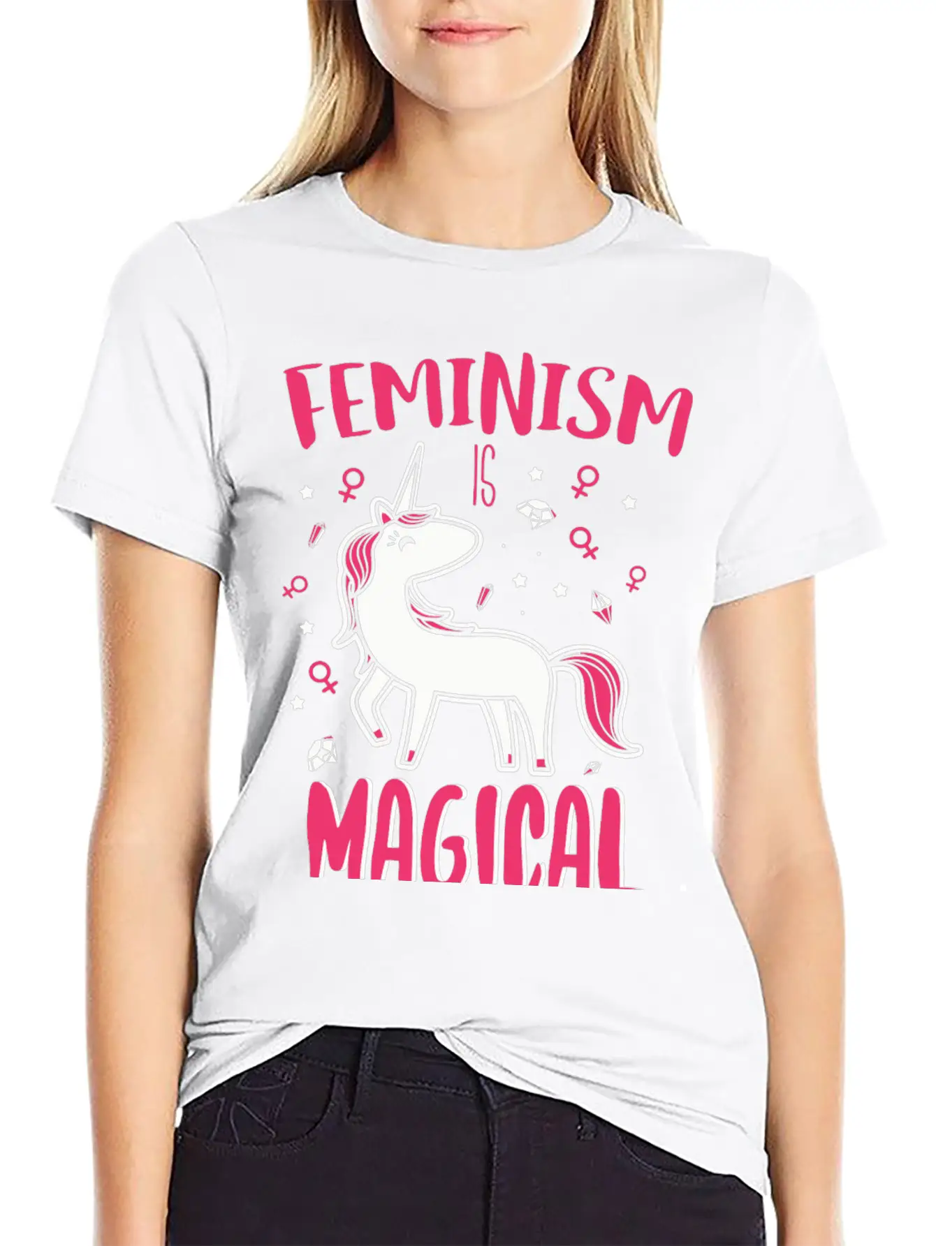 Unicorn - Feminism Is Magical Unisex Casual T-Shirt – Clean Design For Daily Comfort