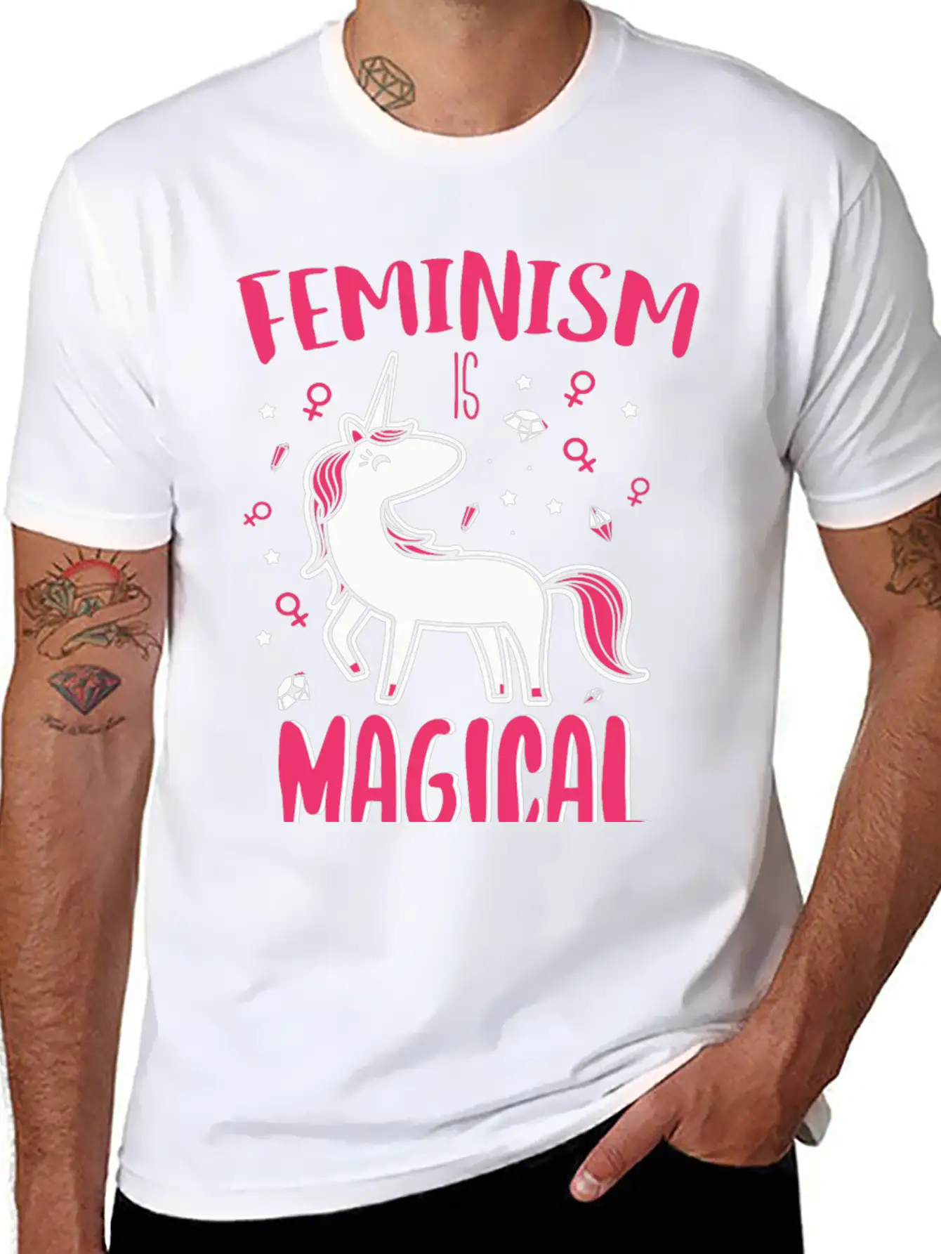 Unicorn - Feminism Is Magical Unisex Casual T-Shirt – Clean Design For Daily Comfort