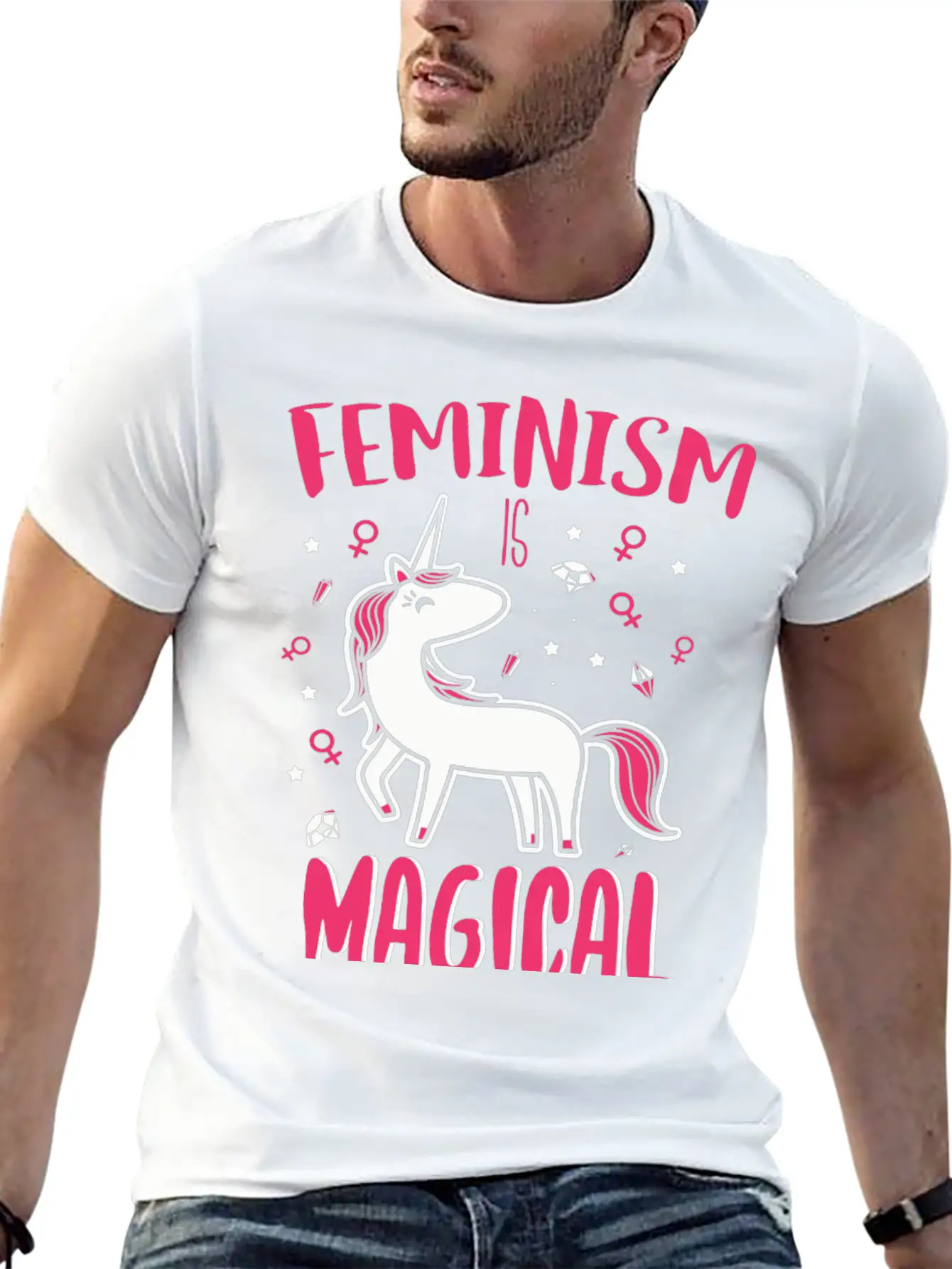 Unicorn - Feminism Is Magical Unisex Casual T-Shirt – Clean Design For Daily Comfort