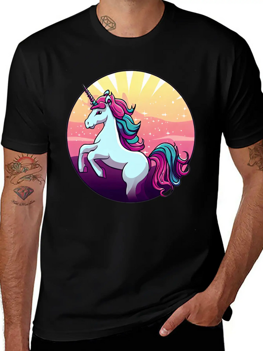 Unicorn Jumps Sunset Comfortable Minimalist Graphic Tee – Summer Style Essential