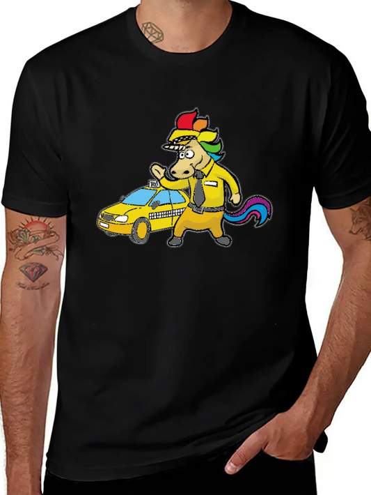 UNICORN TAXI DRIVER CAB DRIVING Unisex Short Sleeve Soft Cotton T-Shirt – Casual Everyday Wear