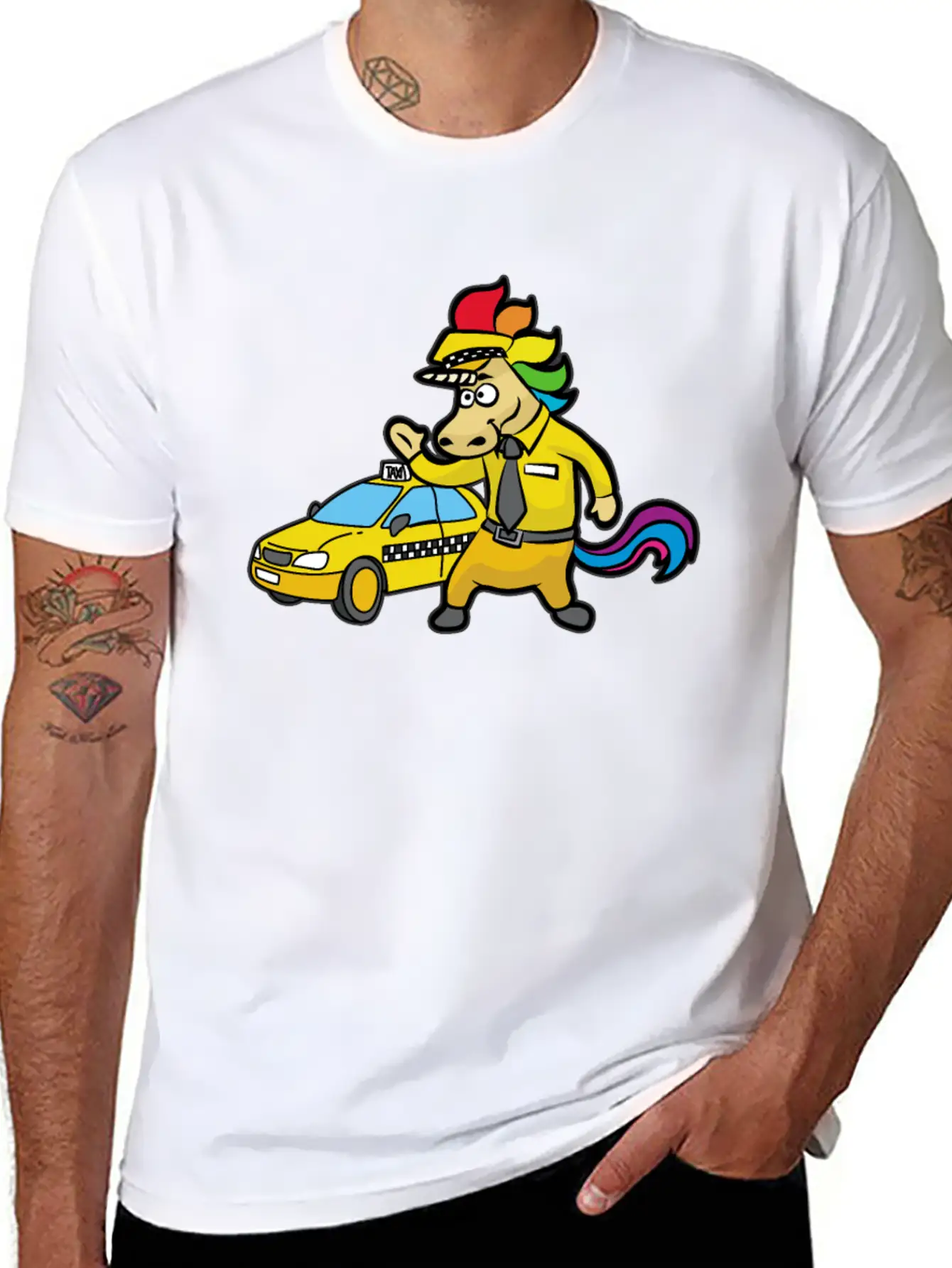 UNICORN TAXI DRIVER CAB DRIVING Unisex Short Sleeve Soft Cotton T-Shirt – Casual Everyday Wear