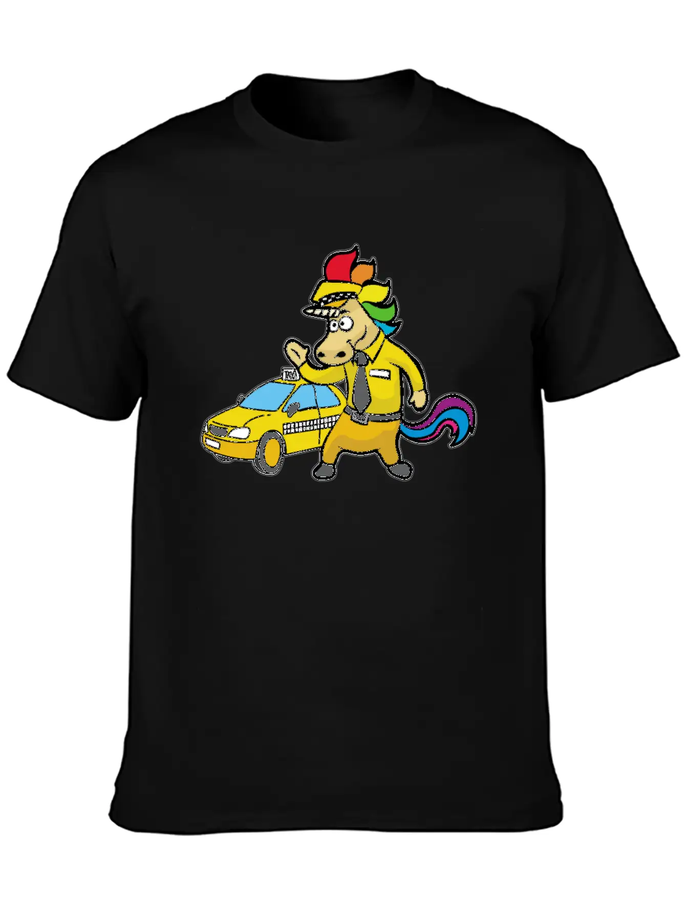 UNICORN TAXI DRIVER CAB DRIVING Unisex Short Sleeve Soft Cotton T-Shirt – Casual Everyday Wear