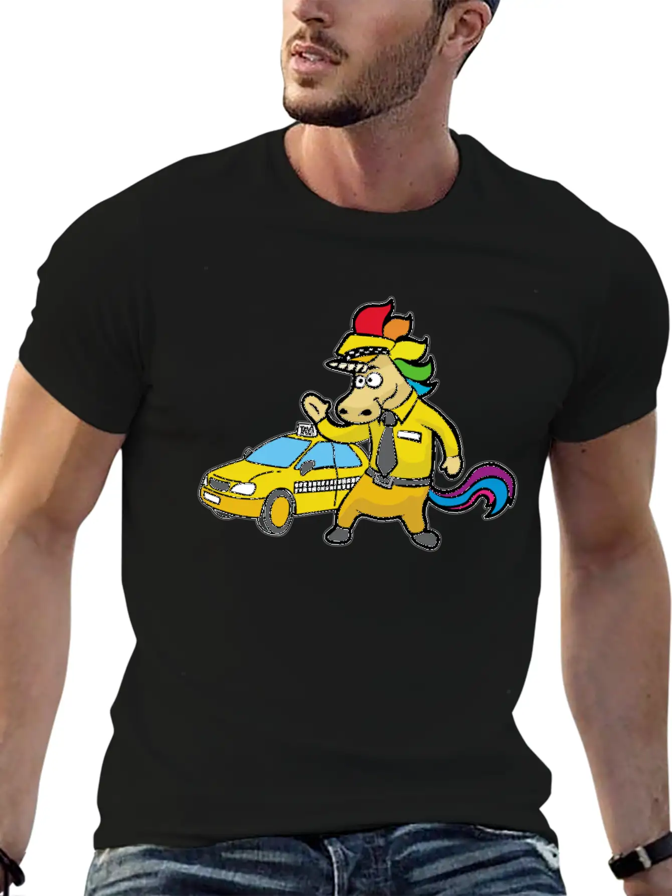 UNICORN TAXI DRIVER CAB DRIVING Unisex Short Sleeve Soft Cotton T-Shirt – Casual Everyday Wear