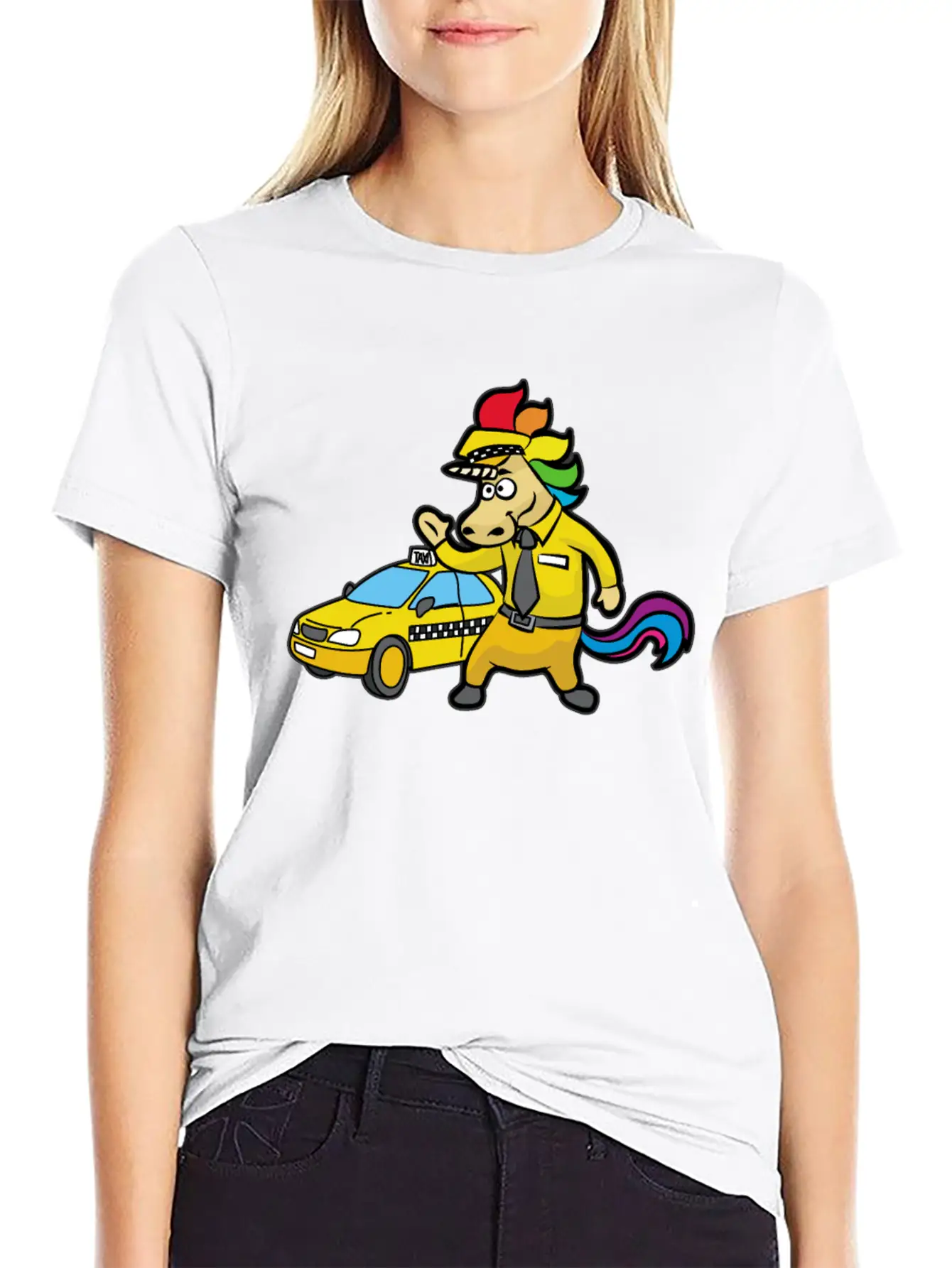 UNICORN TAXI DRIVER CAB DRIVING Unisex Short Sleeve Soft Cotton T-Shirt – Casual Everyday Wear