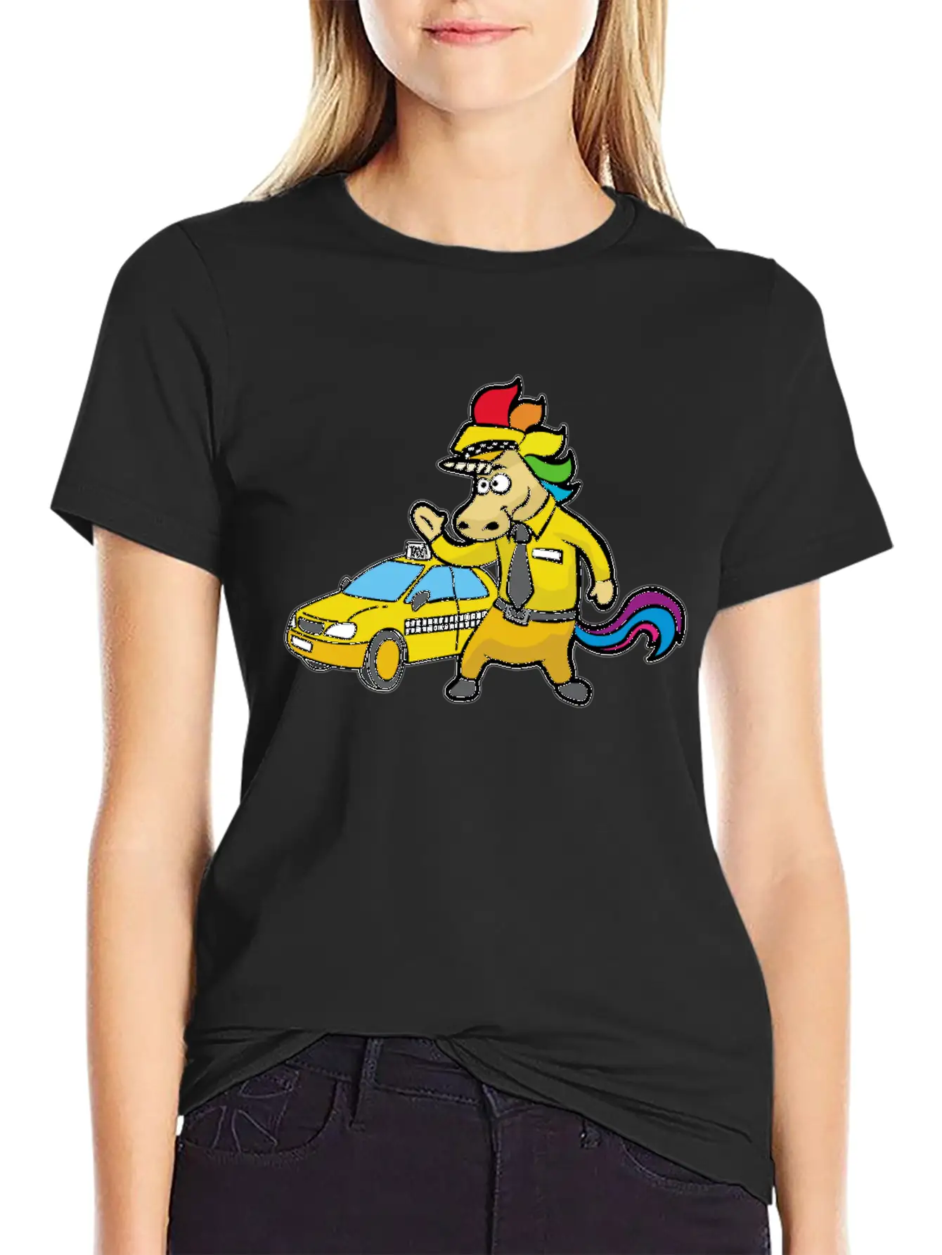 UNICORN TAXI DRIVER CAB DRIVING Unisex Short Sleeve Soft Cotton T-Shirt – Casual Everyday Wear
