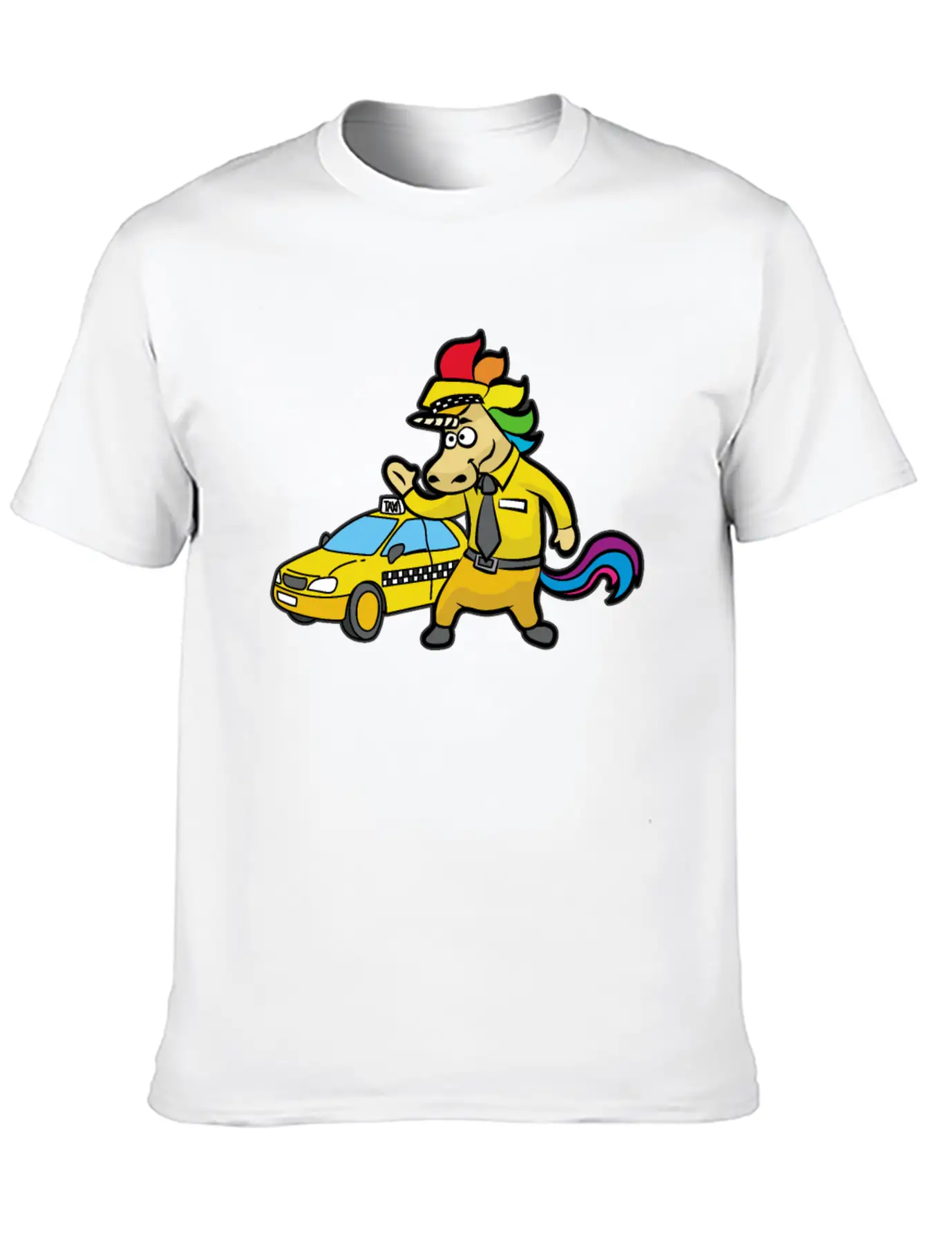 UNICORN TAXI DRIVER CAB DRIVING Unisex Short Sleeve Soft Cotton T-Shirt – Casual Everyday Wear