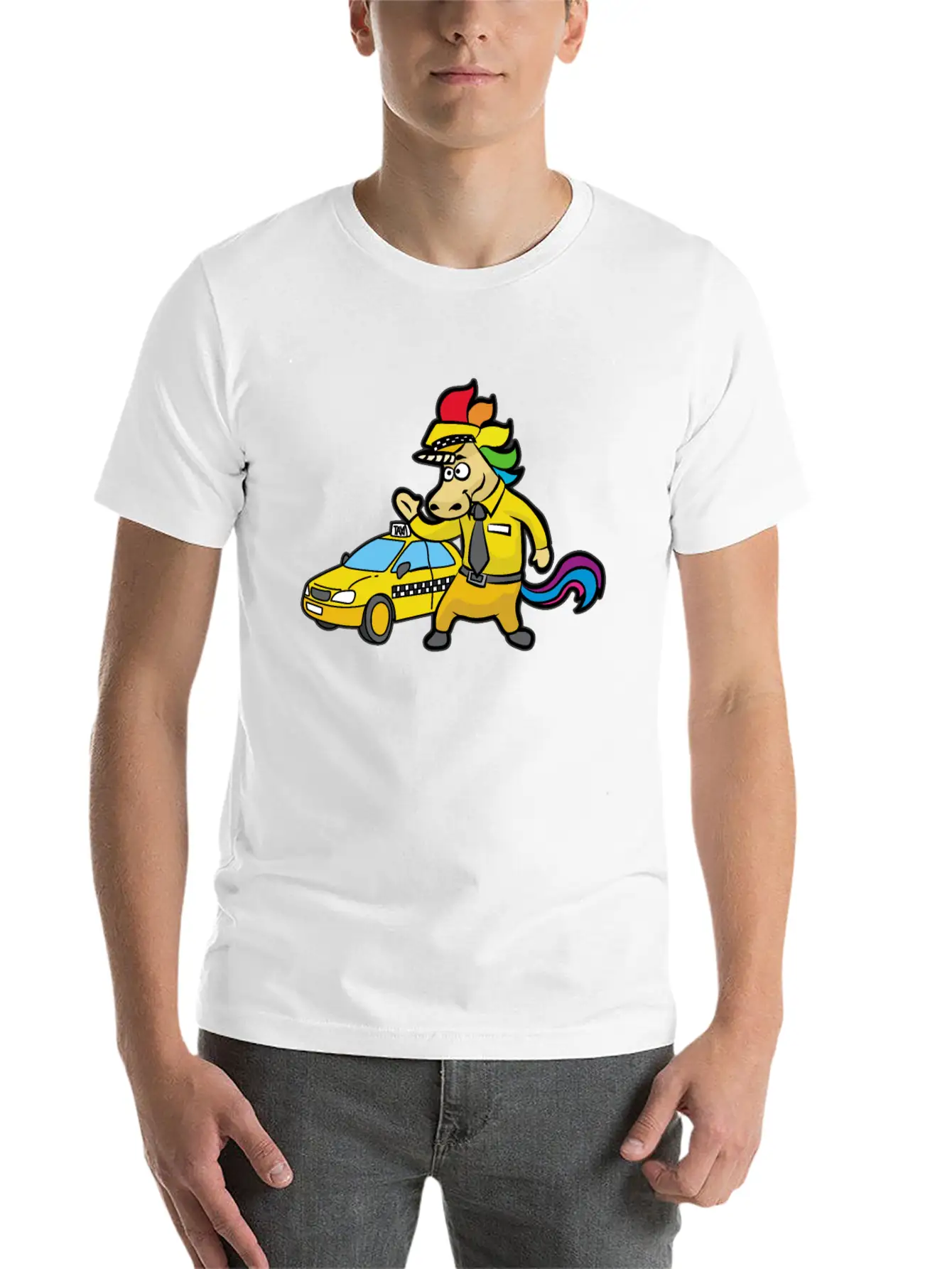 UNICORN TAXI DRIVER CAB DRIVING Unisex Short Sleeve Soft Cotton T-Shirt – Casual Everyday Wear