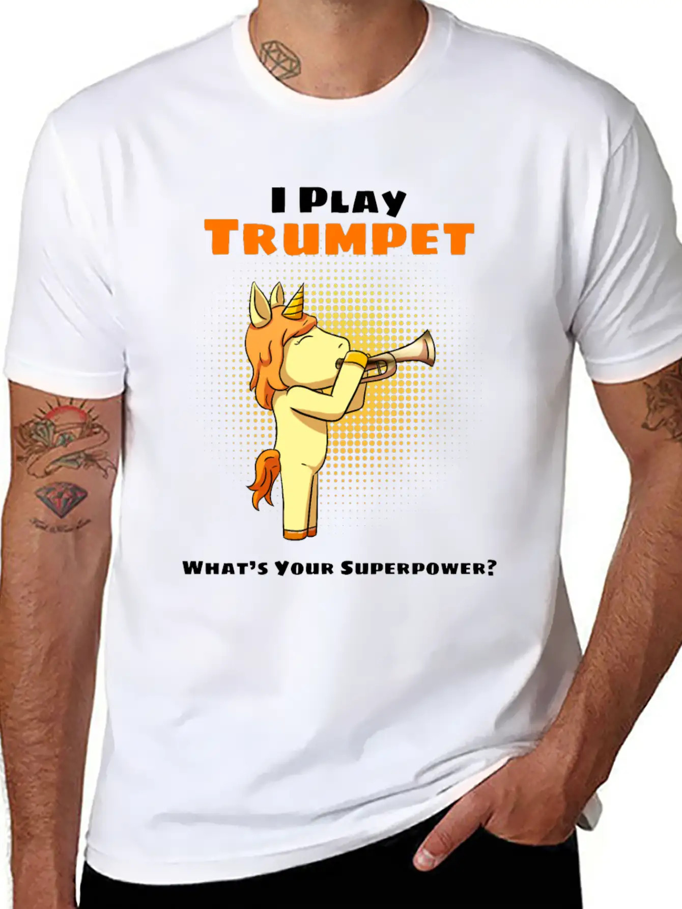 Unicorn Trumpet Trumpeter Trumpet Player Stylish Everyday T-Shirt – Unisex Basic Cotton Tee