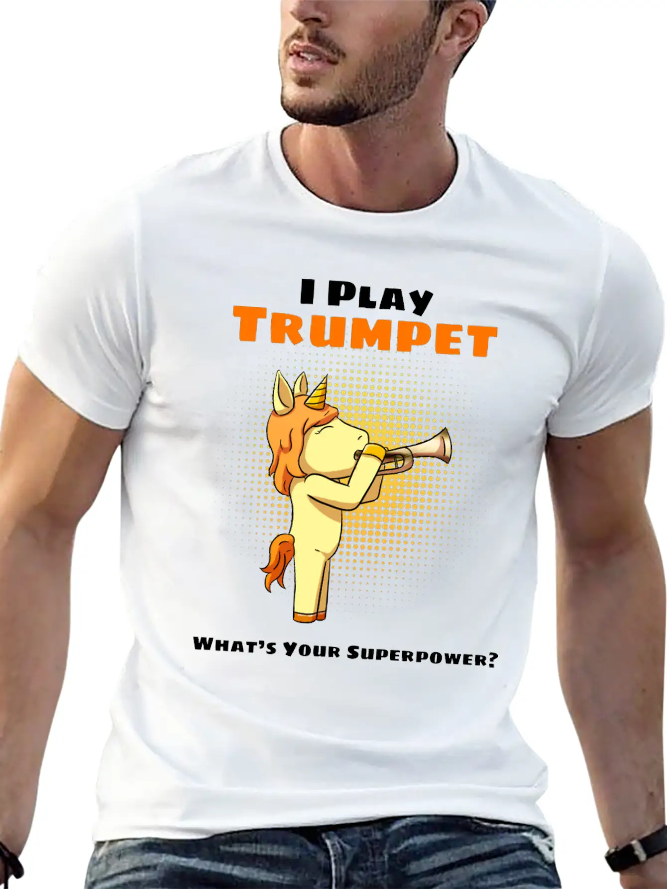 Unicorn Trumpet Trumpeter Trumpet Player Stylish Everyday T-Shirt – Unisex Basic Cotton Tee