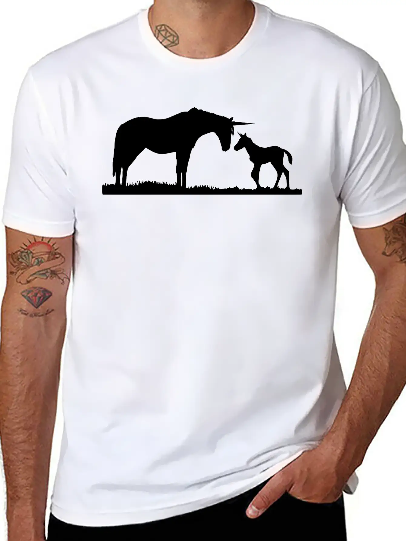 Unicorns - Unicorn Mother And Baby Stylish Everyday T-Shirt – Unisex Basic Cotton Tee
