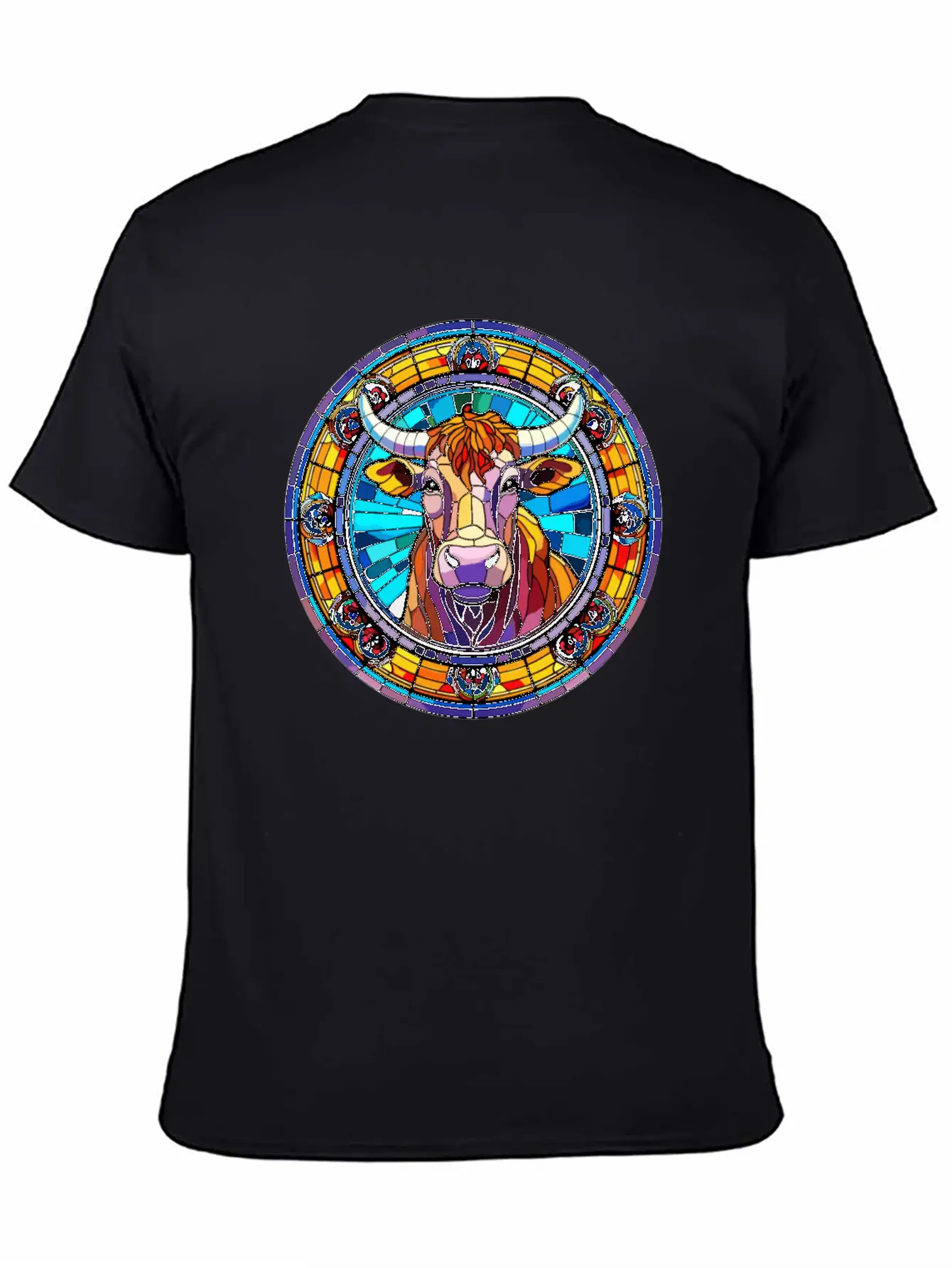 Unique Cow Art Design - Stained Glass Art Comfortable Minimalist Graphic Tee – Summer Style Essential