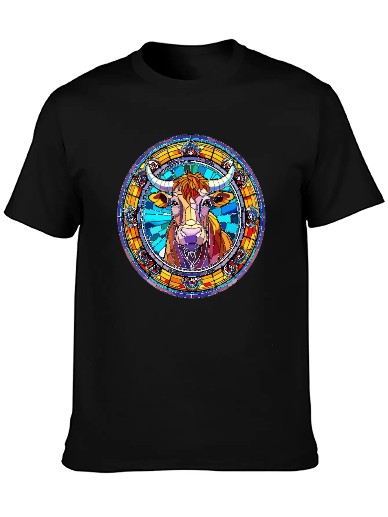 Unique Cow Art Design - Stained Glass Art Comfortable Minimalist Graphic Tee – Summer Style Essential