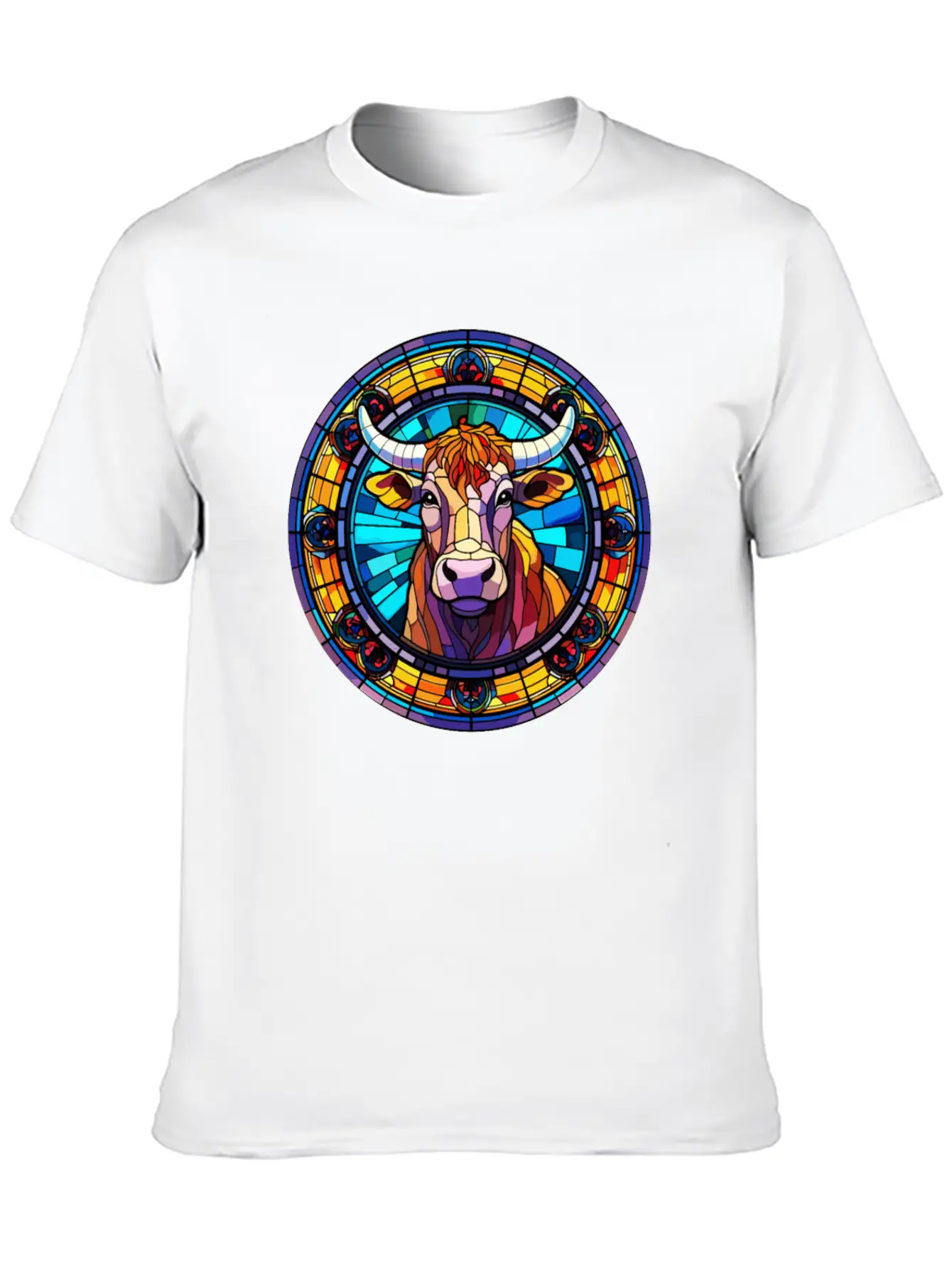 Unique Cow Art Design - Stained Glass Art Comfortable Minimalist Graphic Tee – Summer Style Essential