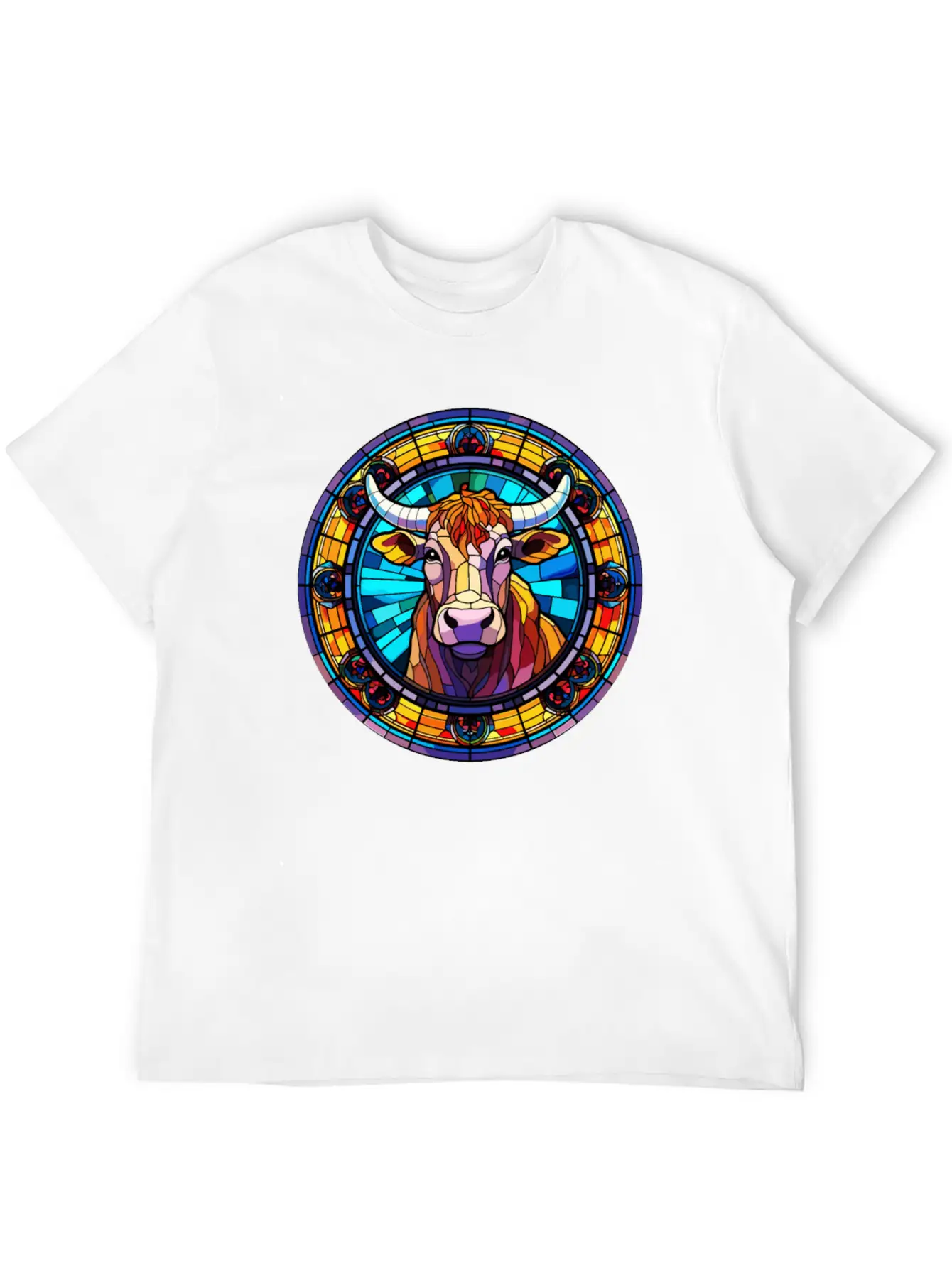 Unique Cow Art Design - Stained Glass Art Comfortable Minimalist Graphic Tee – Summer Style Essential