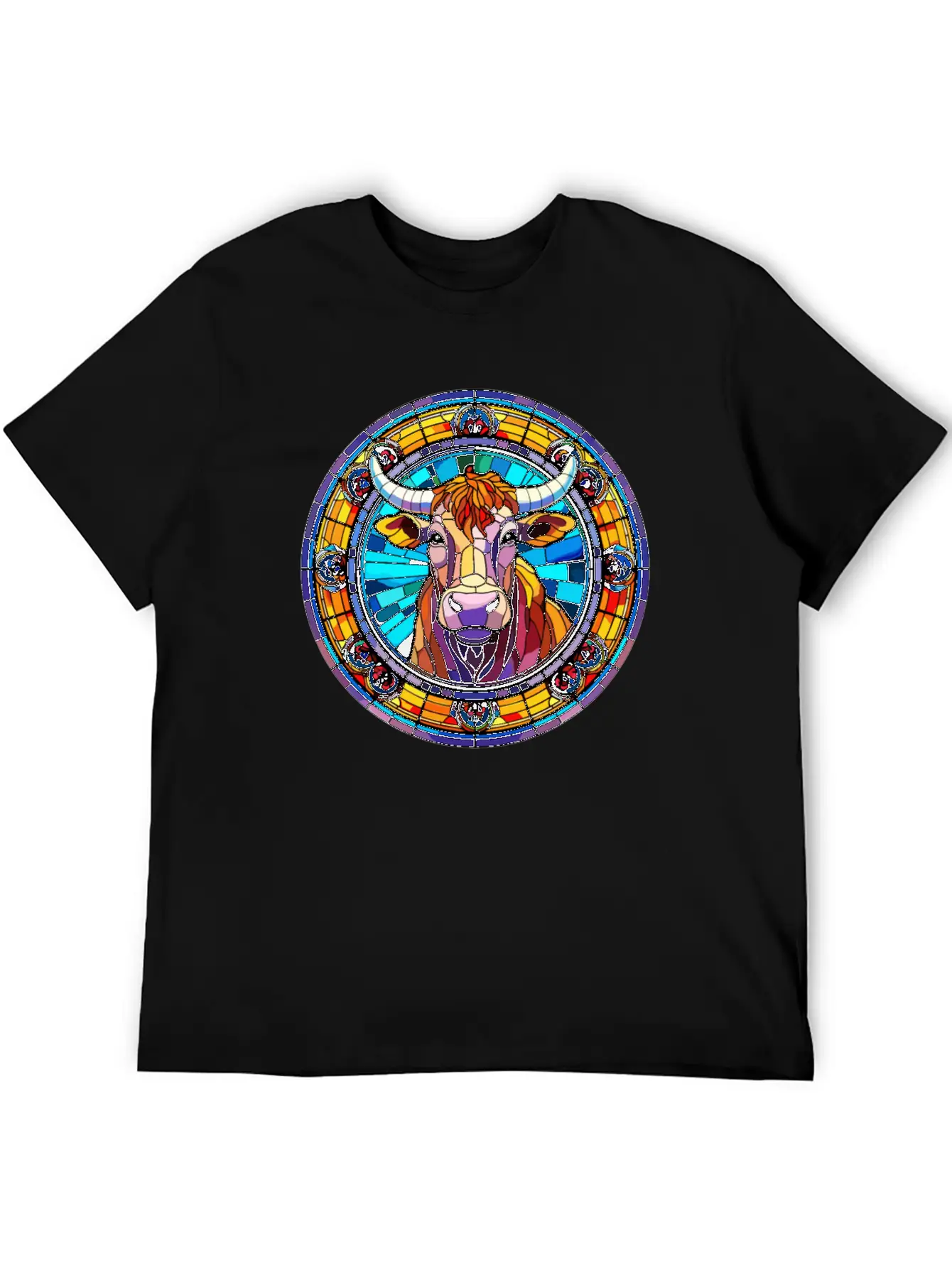 Unique Cow Art Design - Stained Glass Art Comfortable Minimalist Graphic Tee – Summer Style Essential