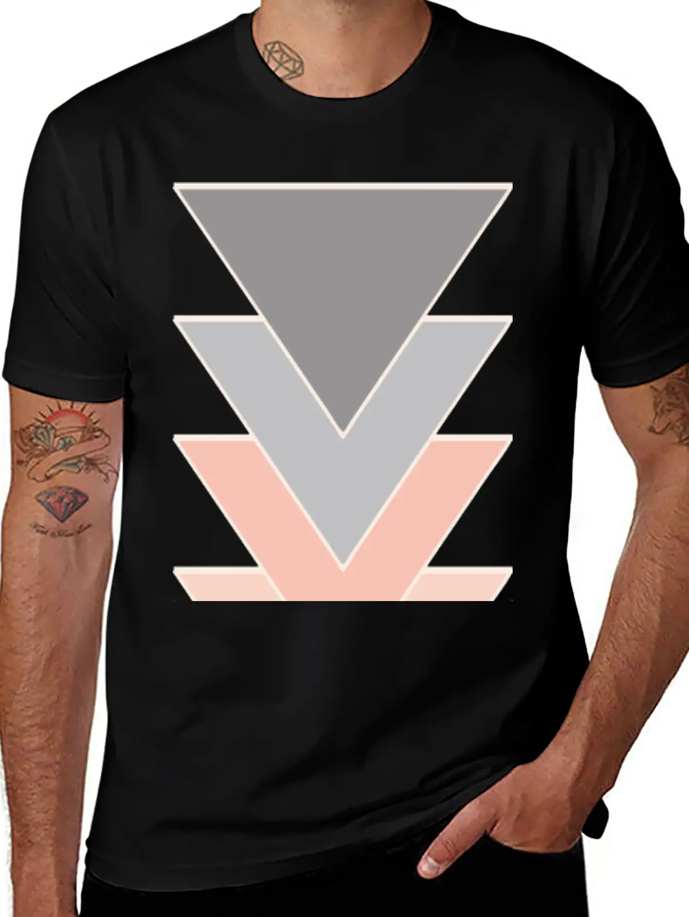 Unique Triangle Down Arrows Design Relaxed Everyday Tee – Lightweight And Durable Cotton