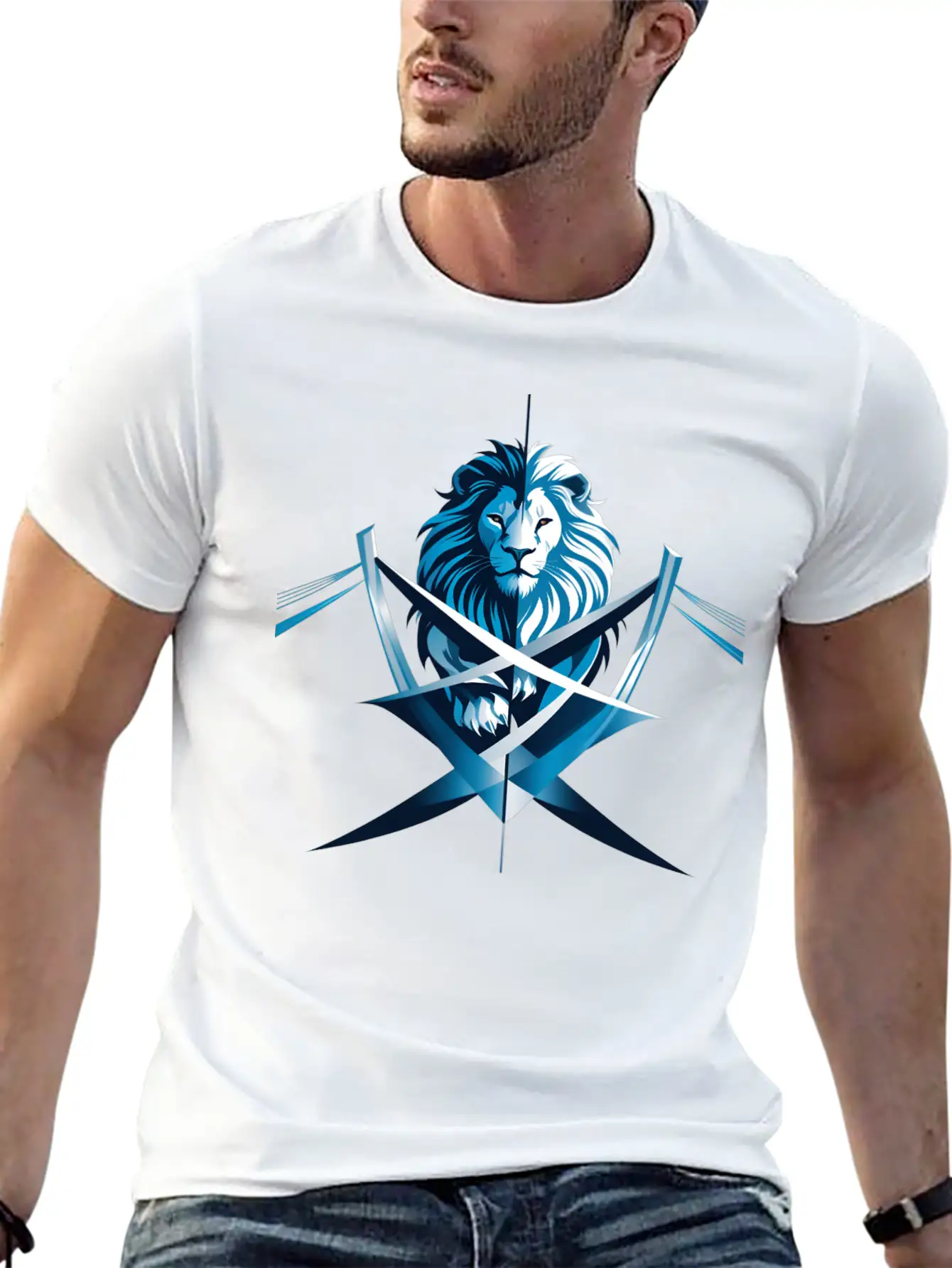 Unity Emblem: Lion And Bridge Intertwined Comfortable Minimalist Graphic Tee – Summer Style Essential