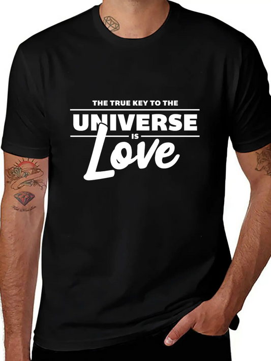 Universe Love Is The Key White Cool Gift Unisex Short Sleeve Soft Cotton T-Shirt – Casual Everyday Wear