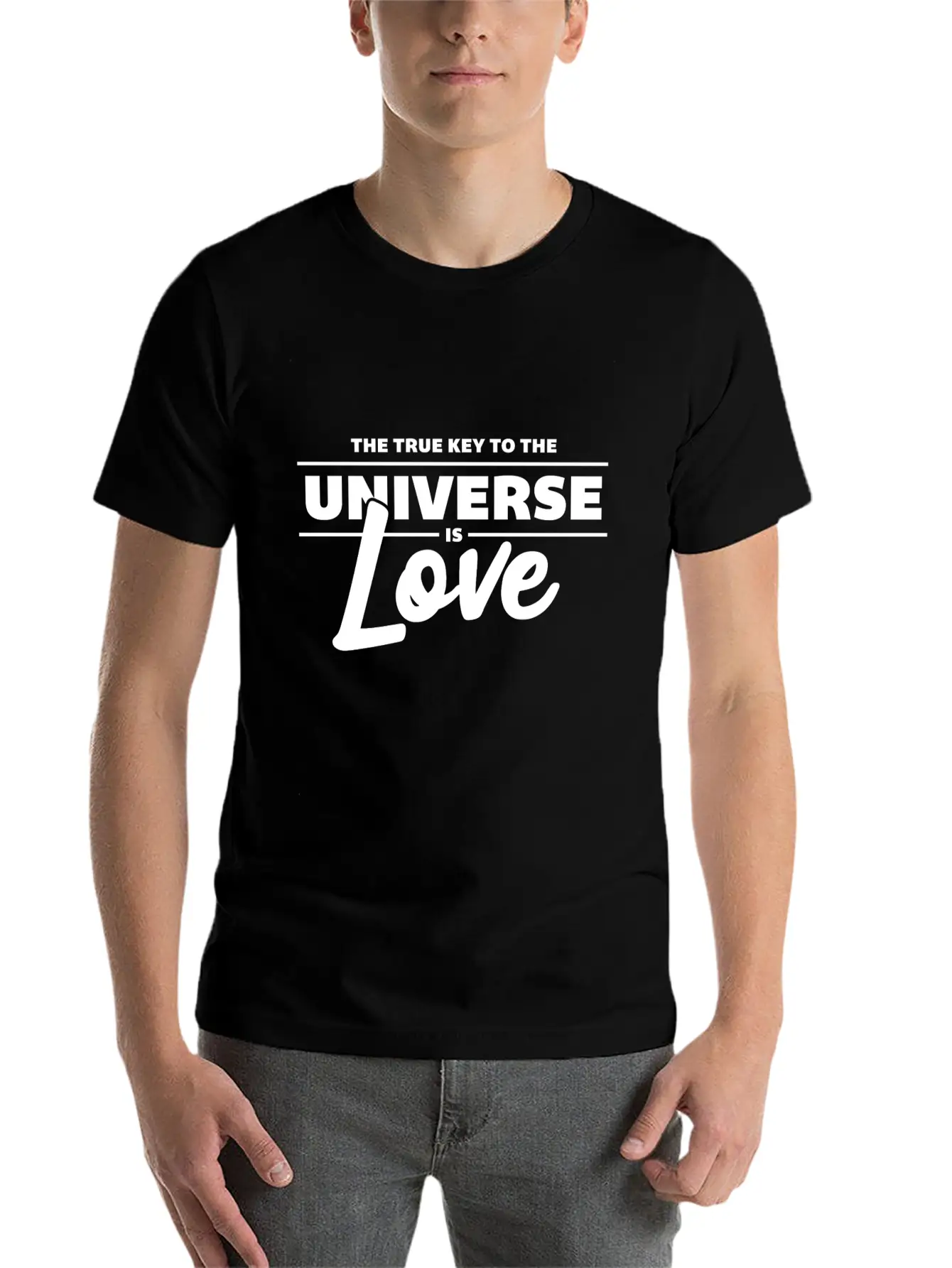 Universe Love Is The Key White Cool Gift Unisex Short Sleeve Soft Cotton T-Shirt – Casual Everyday Wear