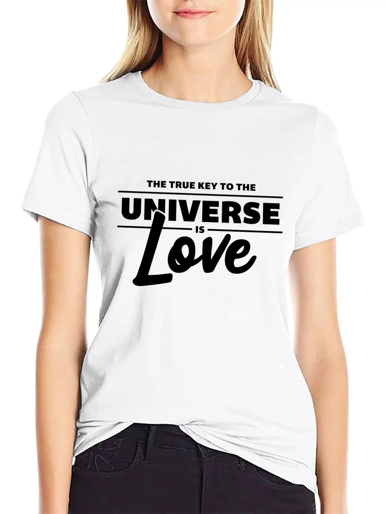 Universe Love Is The Key White Cool Gift Unisex Short Sleeve Soft Cotton T-Shirt – Casual Everyday Wear