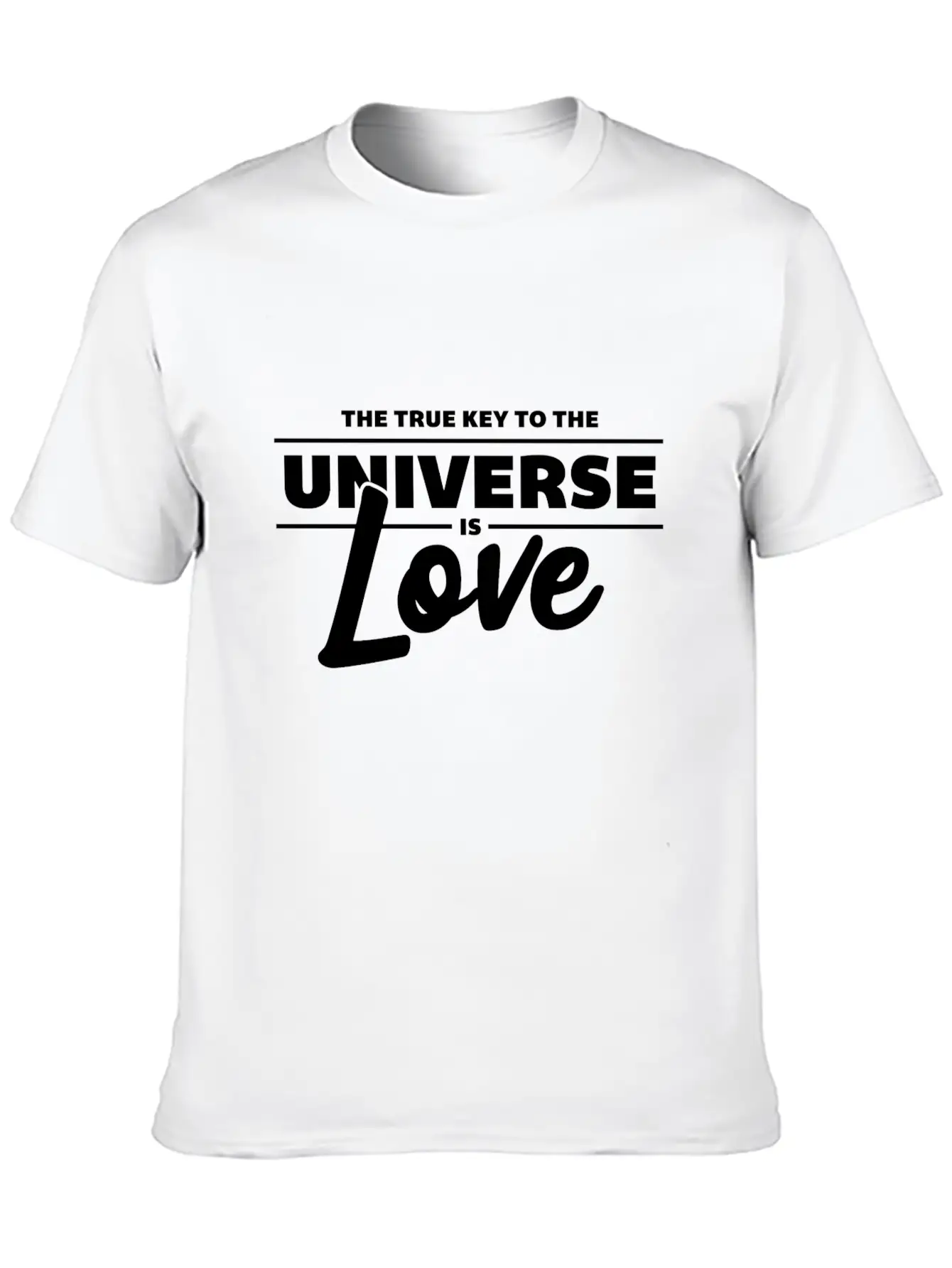 Universe Love Is The Key White Cool Gift Unisex Short Sleeve Soft Cotton T-Shirt – Casual Everyday Wear