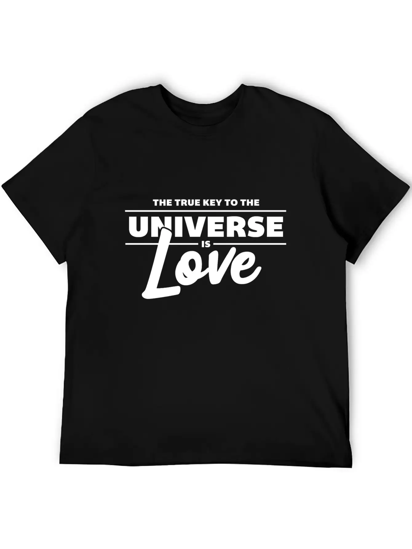 Universe Love Is The Key White Cool Gift Unisex Short Sleeve Soft Cotton T-Shirt – Casual Everyday Wear