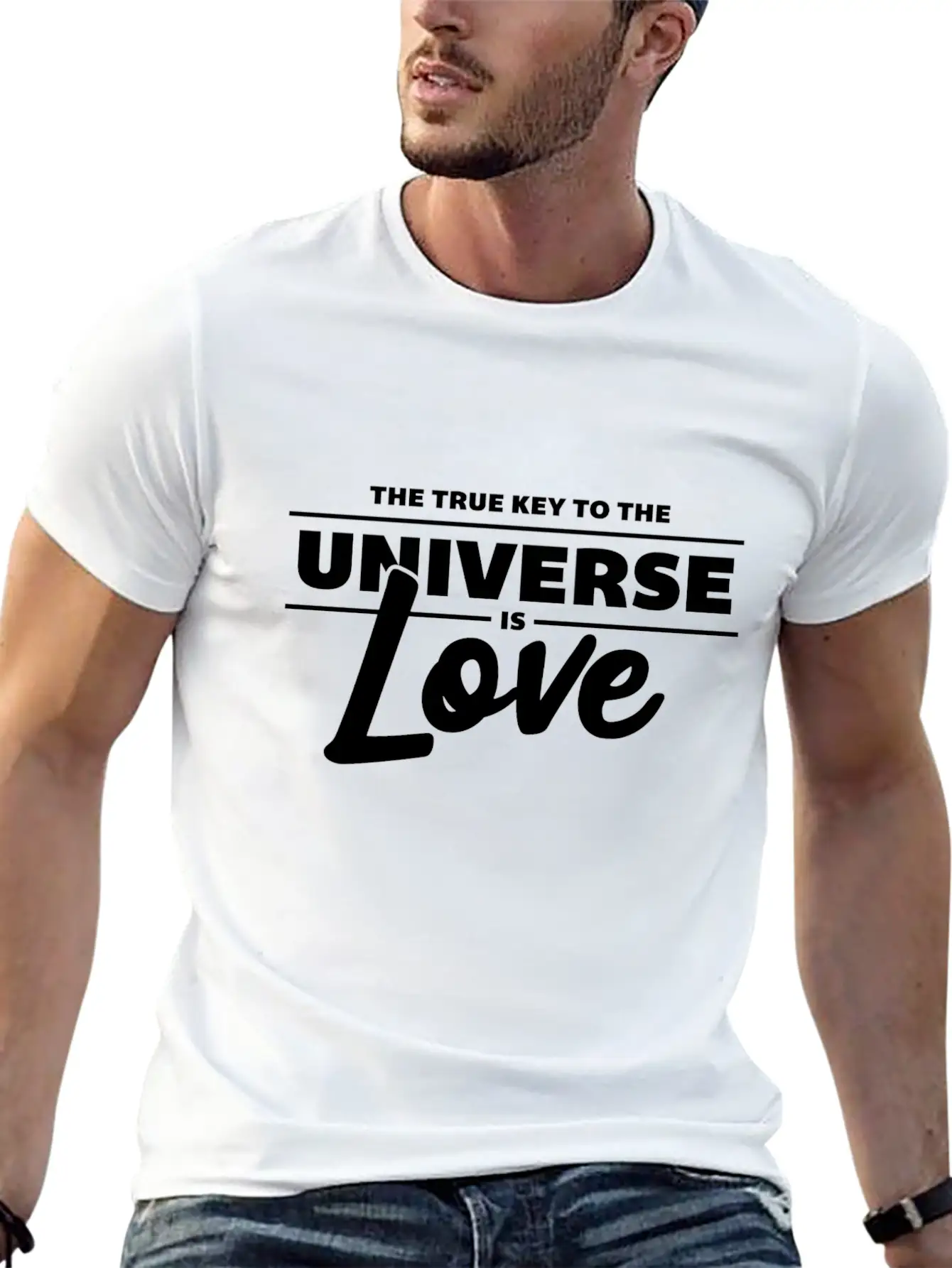 Universe Love Is The Key White Cool Gift Unisex Short Sleeve Soft Cotton T-Shirt – Casual Everyday Wear