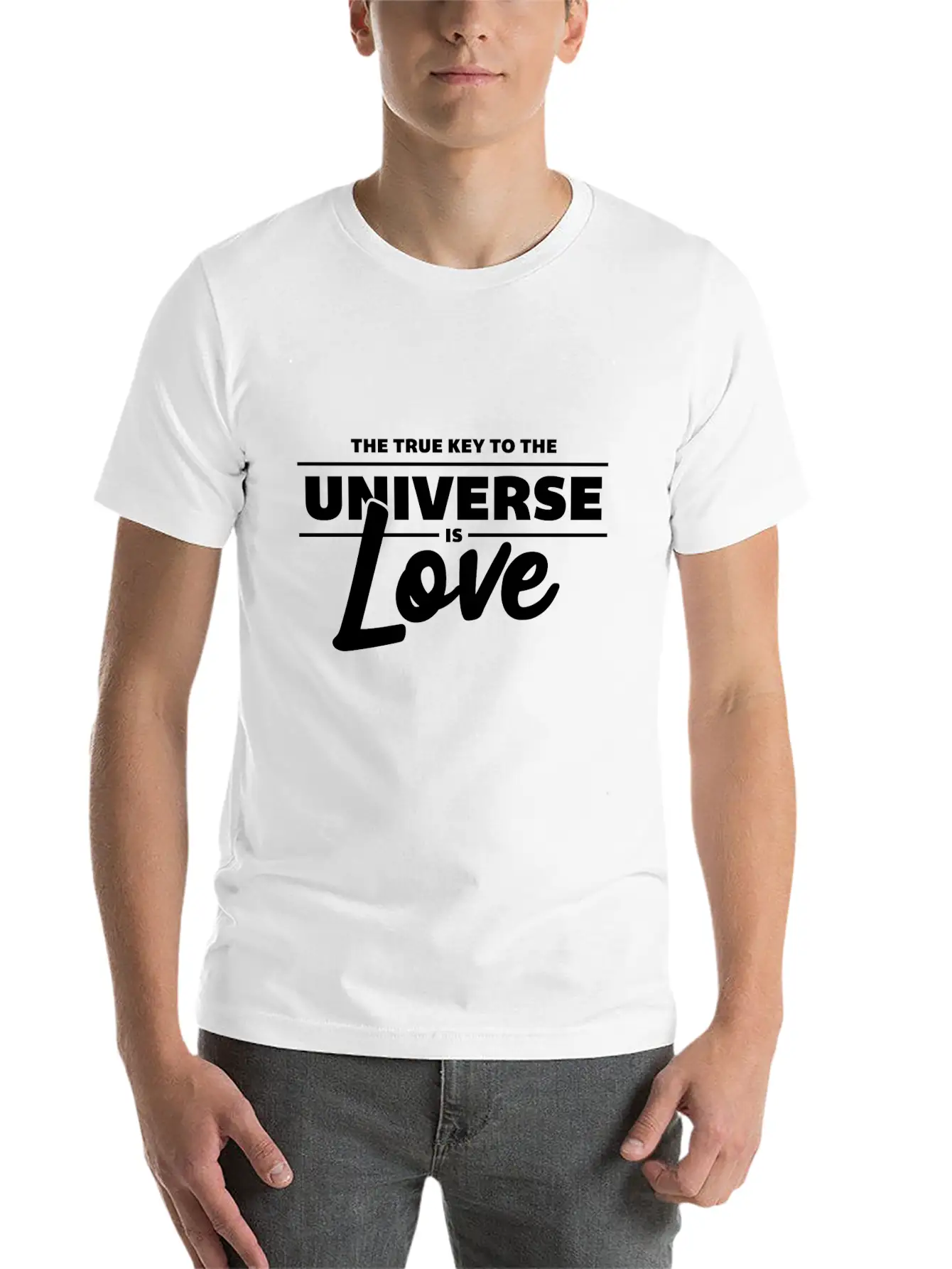 Universe Love Is The Key White Cool Gift Unisex Short Sleeve Soft Cotton T-Shirt – Casual Everyday Wear