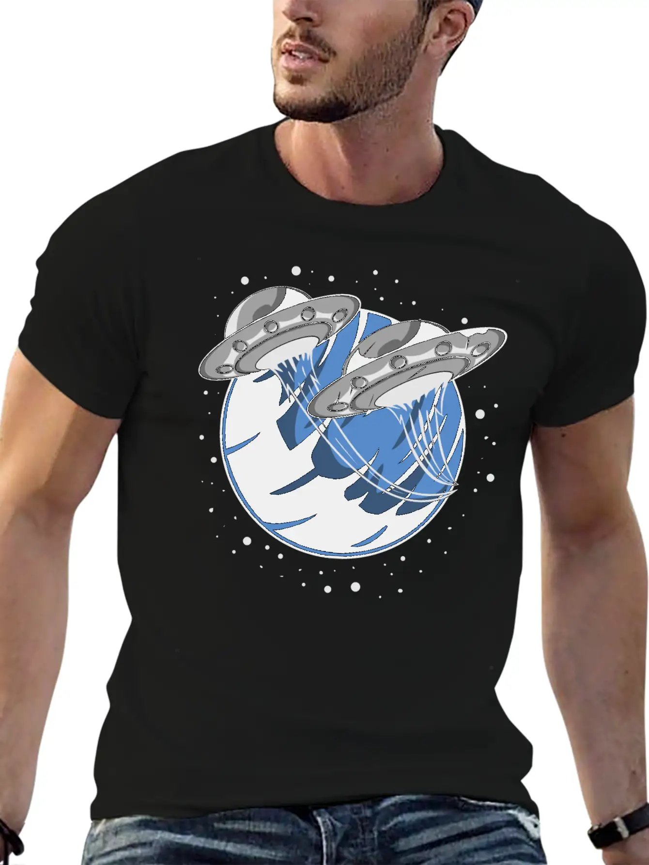 Universe UFO Flying Saucers Comfortable Minimalist Graphic Tee – Summer Style Essential