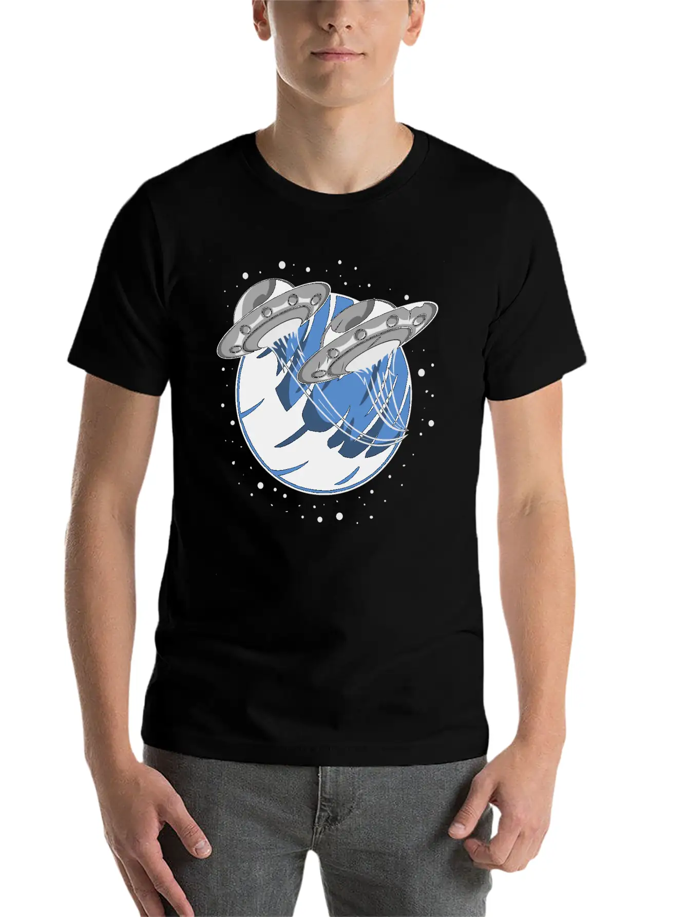 Universe UFO Flying Saucers Comfortable Minimalist Graphic Tee – Summer Style Essential