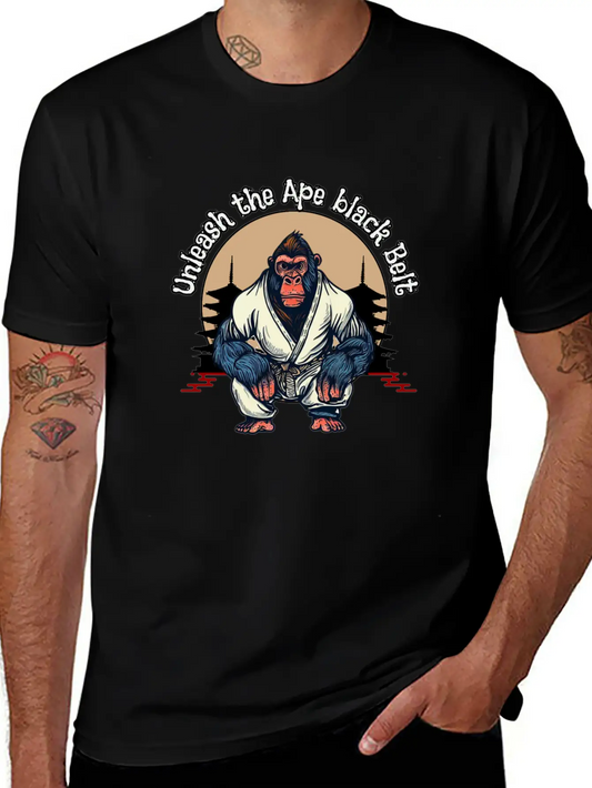 Unleash The Ape Black Belt Comfortable Minimalist Graphic Tee – Summer Style Essential