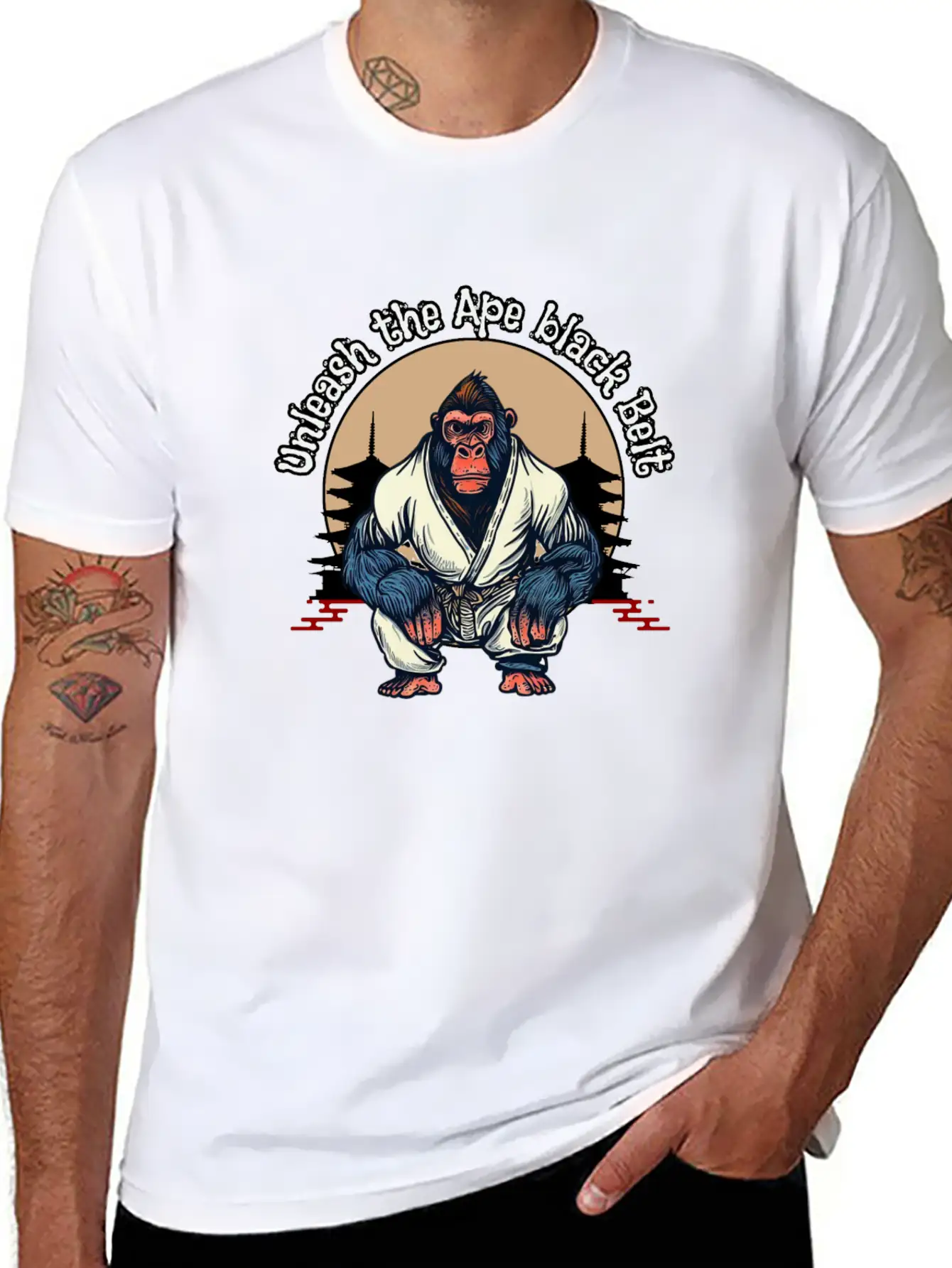 Unleash The Ape Black Belt Comfortable Minimalist Graphic Tee – Summer Style Essential
