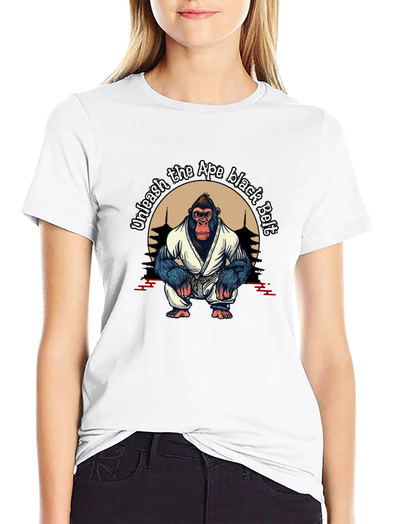 Unleash The Ape Black Belt Comfortable Minimalist Graphic Tee – Summer Style Essential