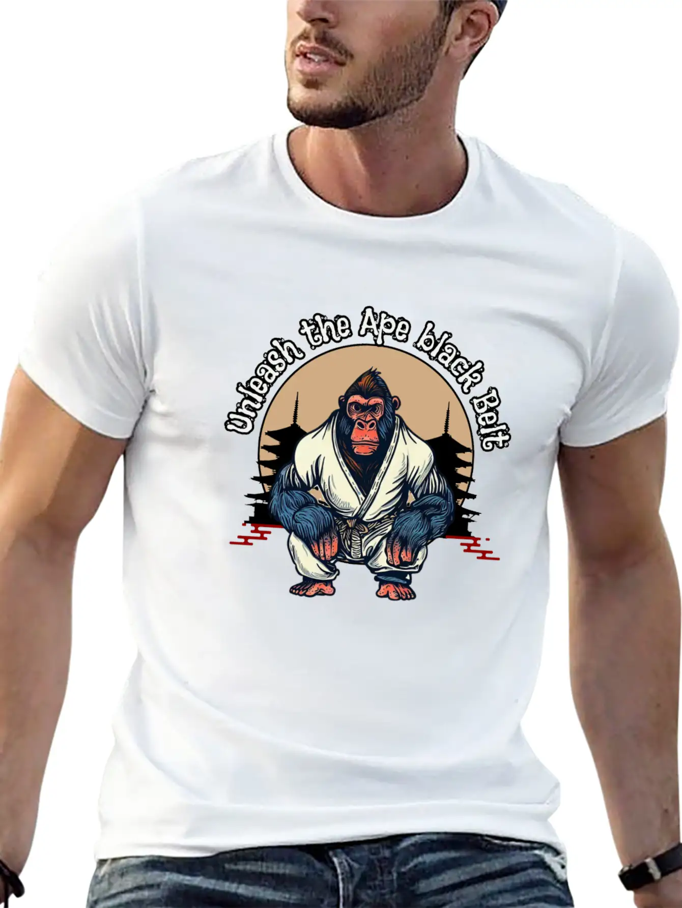 Unleash The Ape Black Belt Comfortable Minimalist Graphic Tee – Summer Style Essential