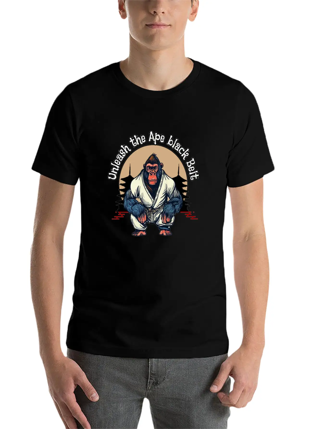 Unleash The Ape Black Belt Comfortable Minimalist Graphic Tee – Summer Style Essential