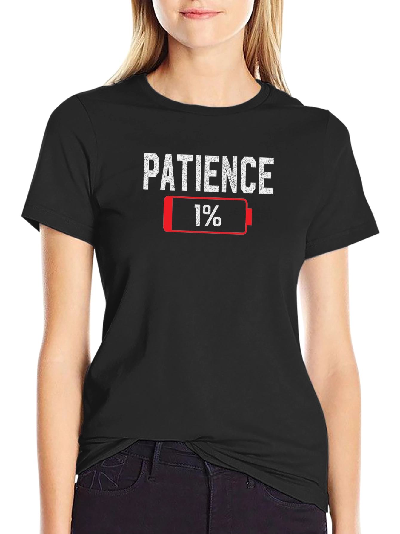Patience 1% Low Battery Funny Graphic T-Shirt