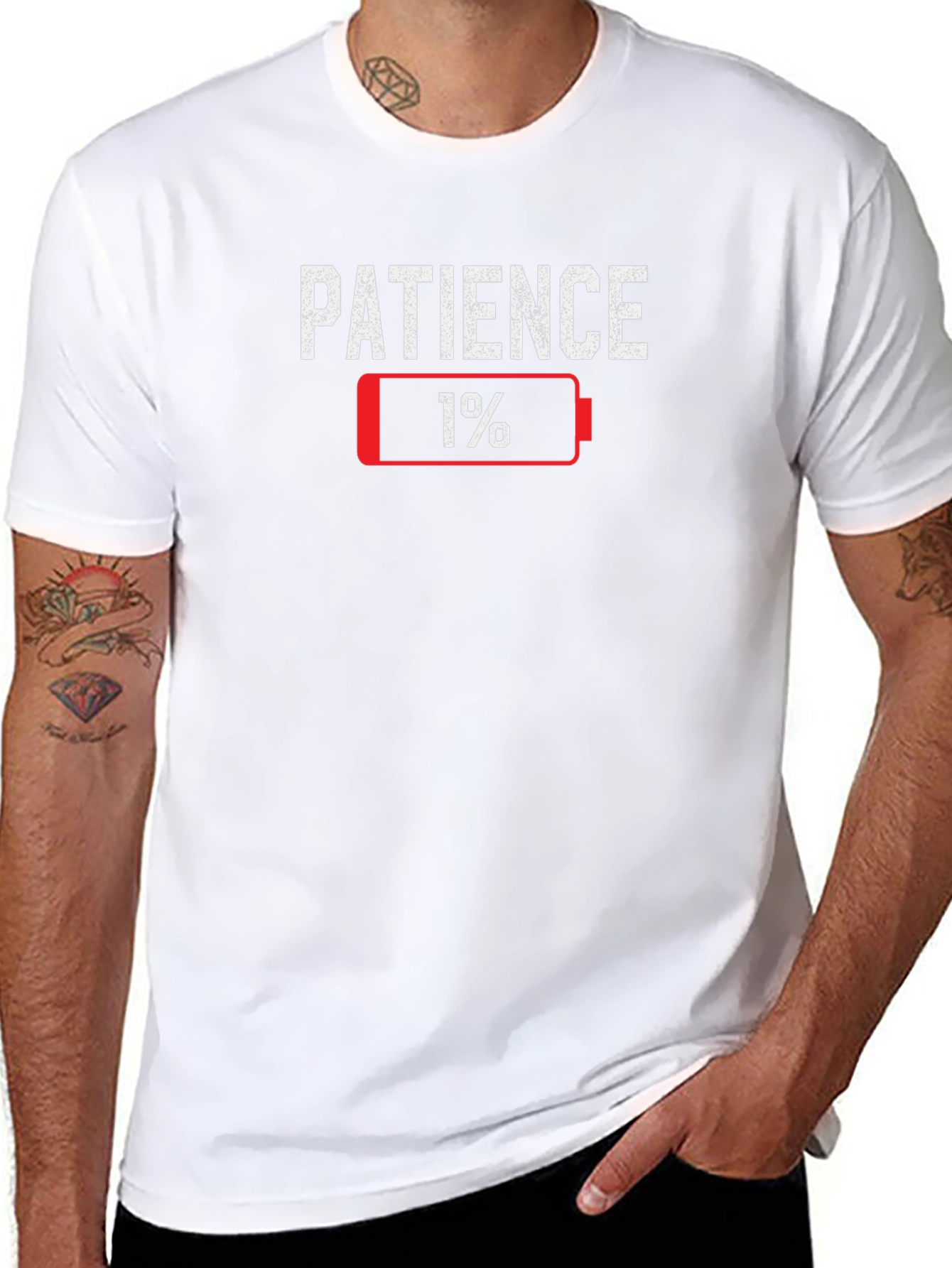 Patience 1% Low Battery Funny Graphic T-Shirt