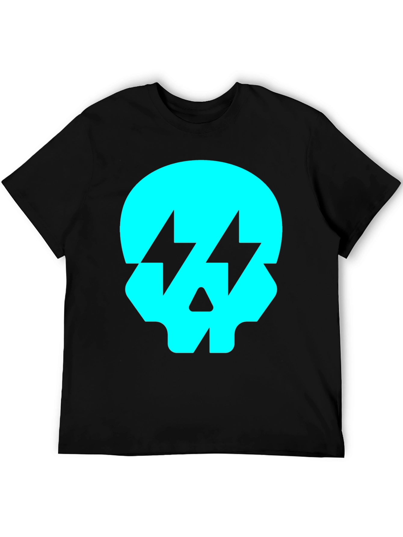 Skull Lightning Bolt Graphic T-Shirt - Black