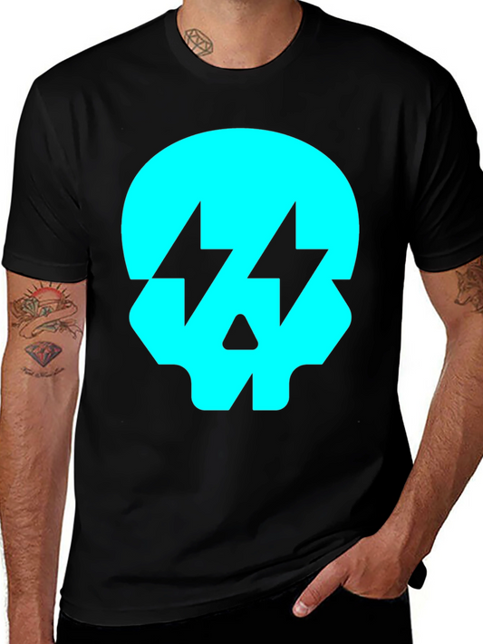 Skull Lightning Bolt Graphic T-Shirt - Black