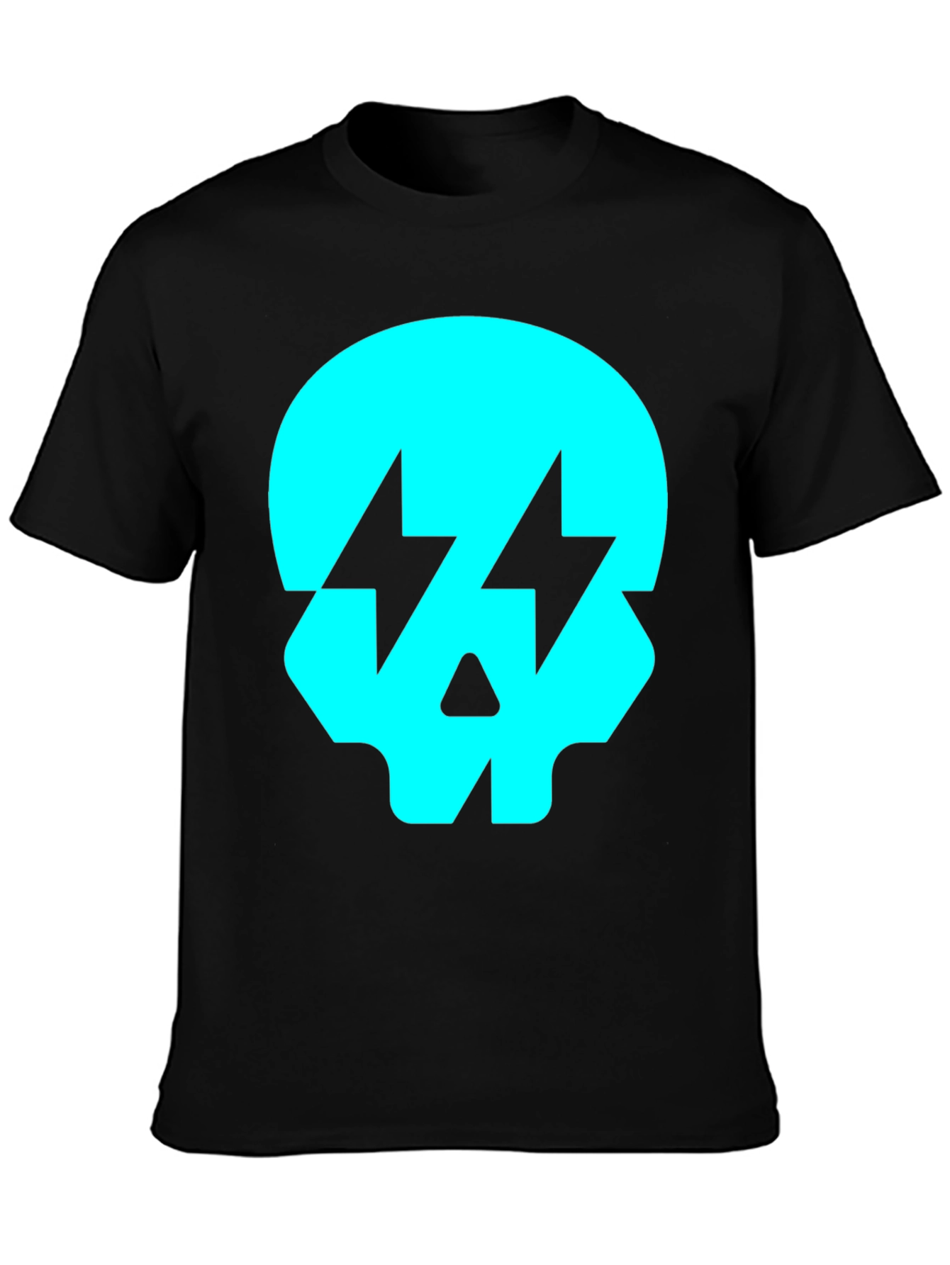 Skull Lightning Bolt Graphic T-Shirt - Black