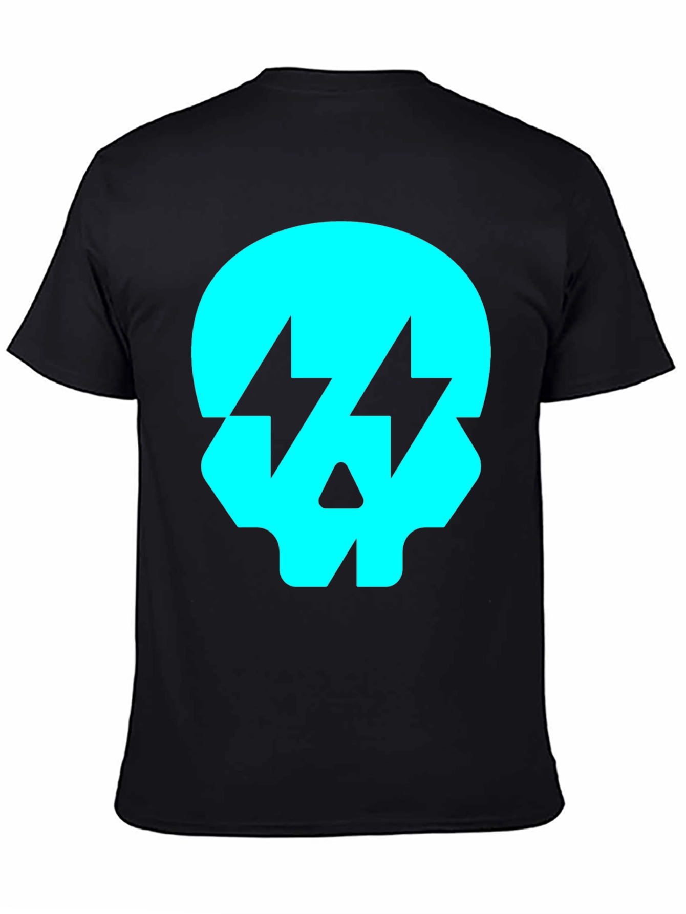Skull Lightning Bolt Graphic T-Shirt - Black