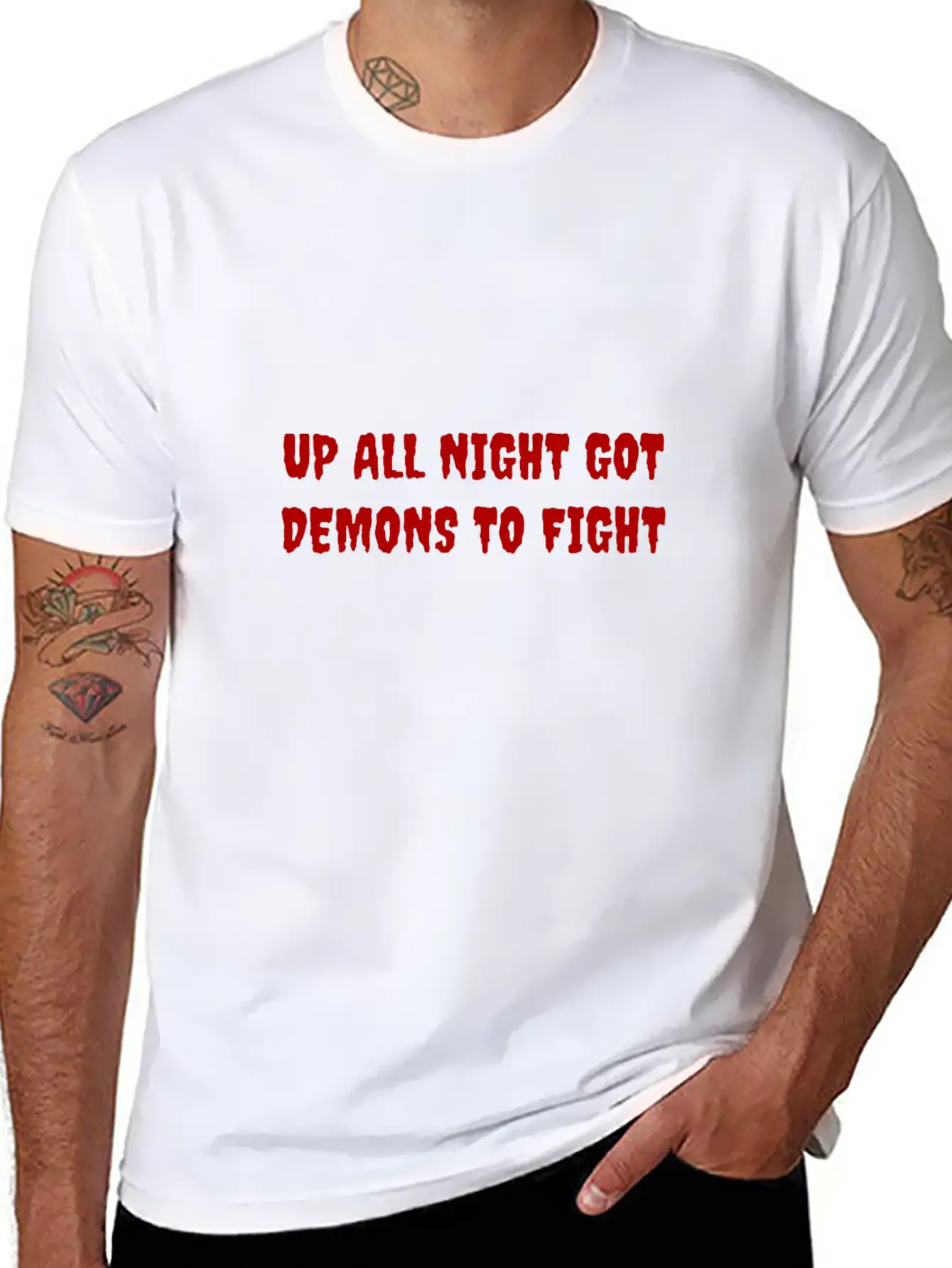Up All Night Got Demons To Fight Relaxed Everyday Tee – Lightweight And Durable Cotton