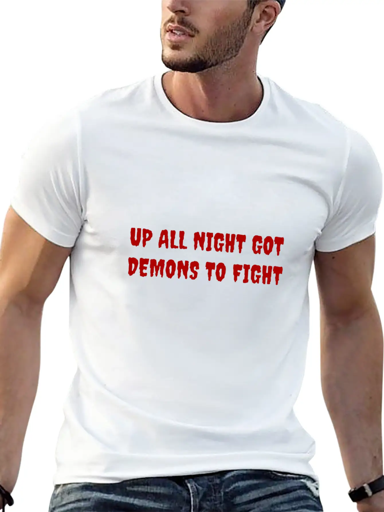 Up All Night Got Demons To Fight Relaxed Everyday Tee – Lightweight And Durable Cotton