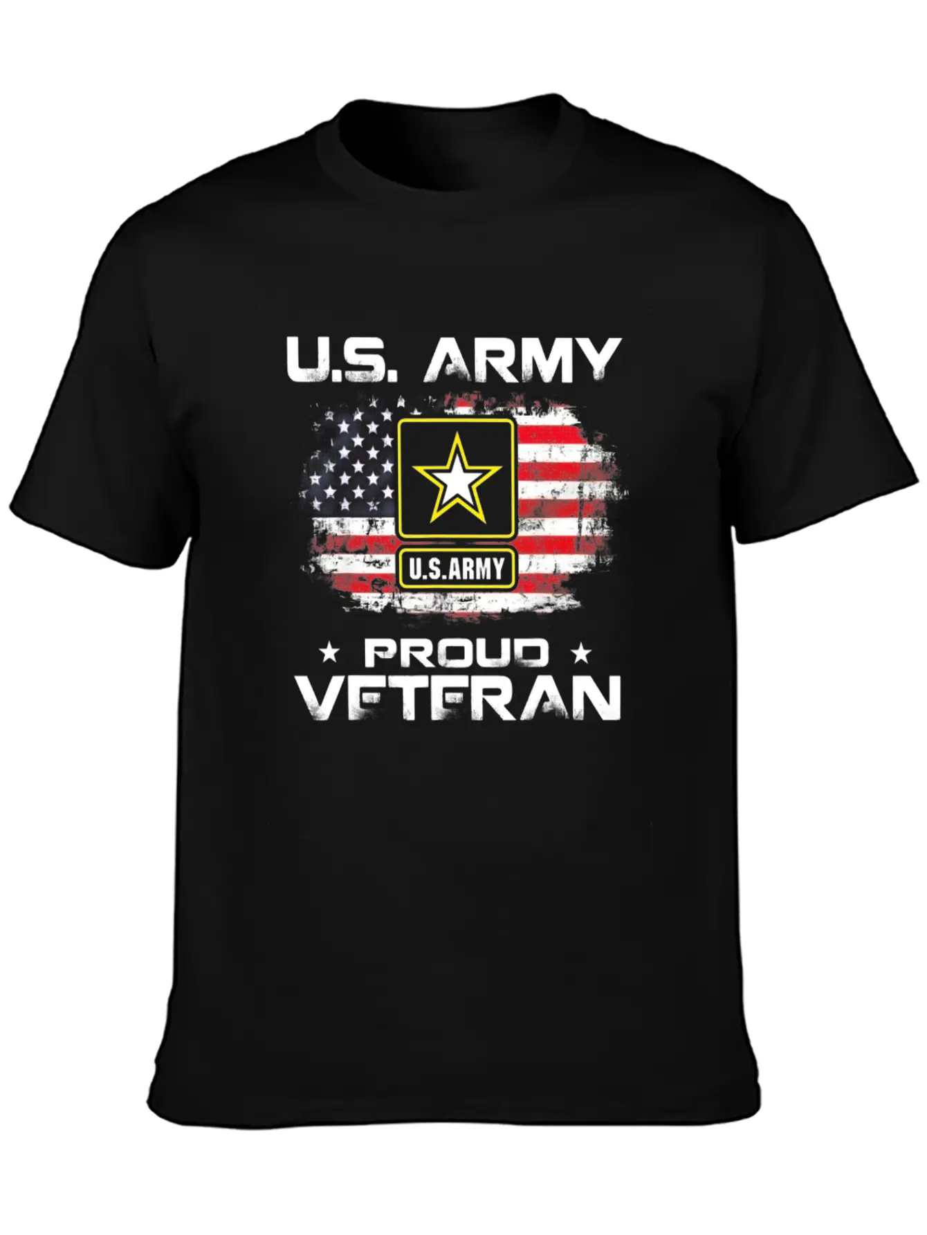 US Army Proud Veteran With American Flag Gift Unisex Short Sleeve Soft Cotton T-Shirt – Casual Everyday Wear