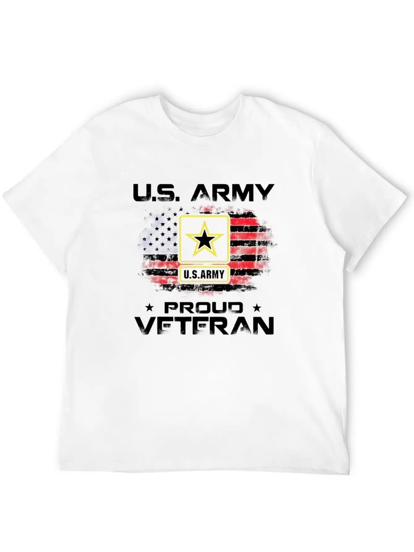US Army Proud Veteran With American Flag Gift Unisex Short Sleeve Soft Cotton T-Shirt – Casual Everyday Wear